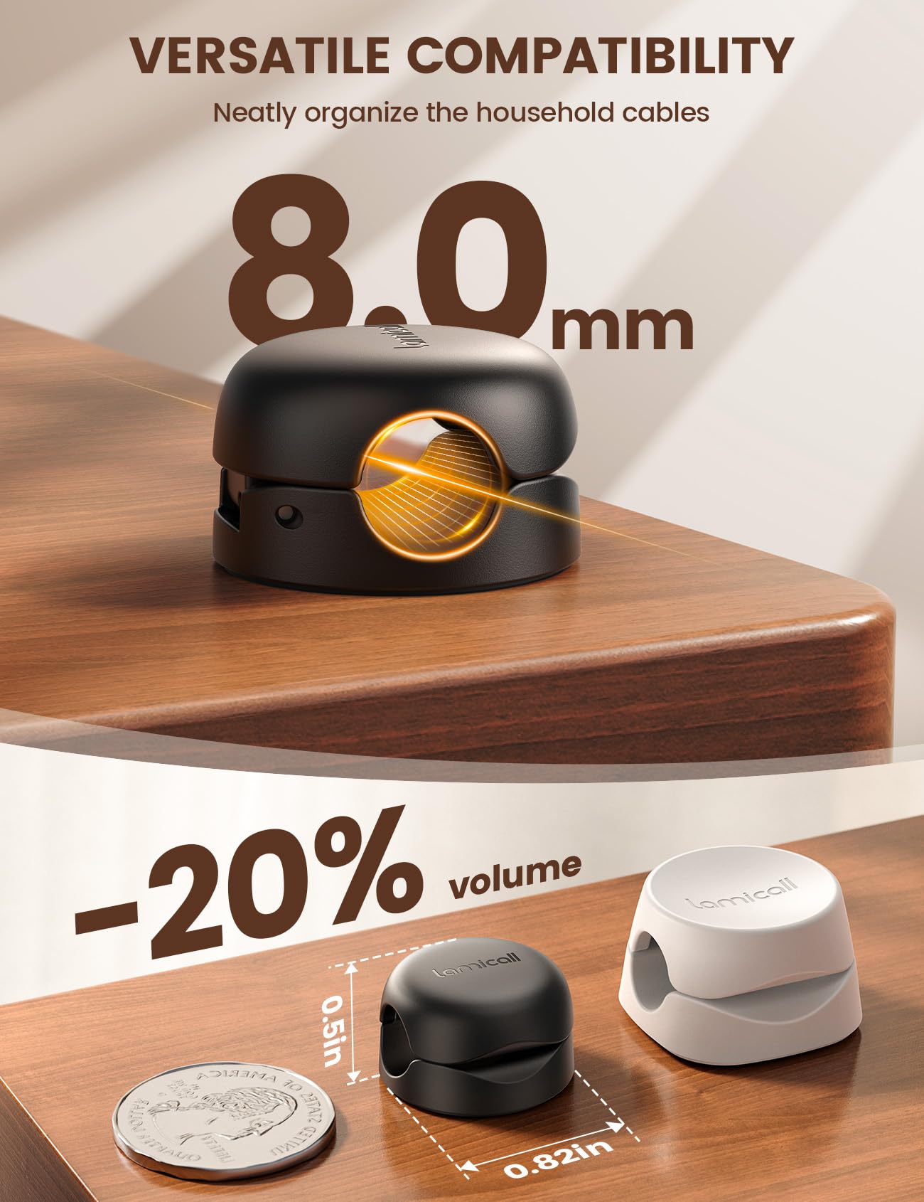 Lamicall Cable Clips, Spring Cord Organizer Holder   6Pack Compact Desk Cable Management Clips, Nightstand Phone Charging Cord H