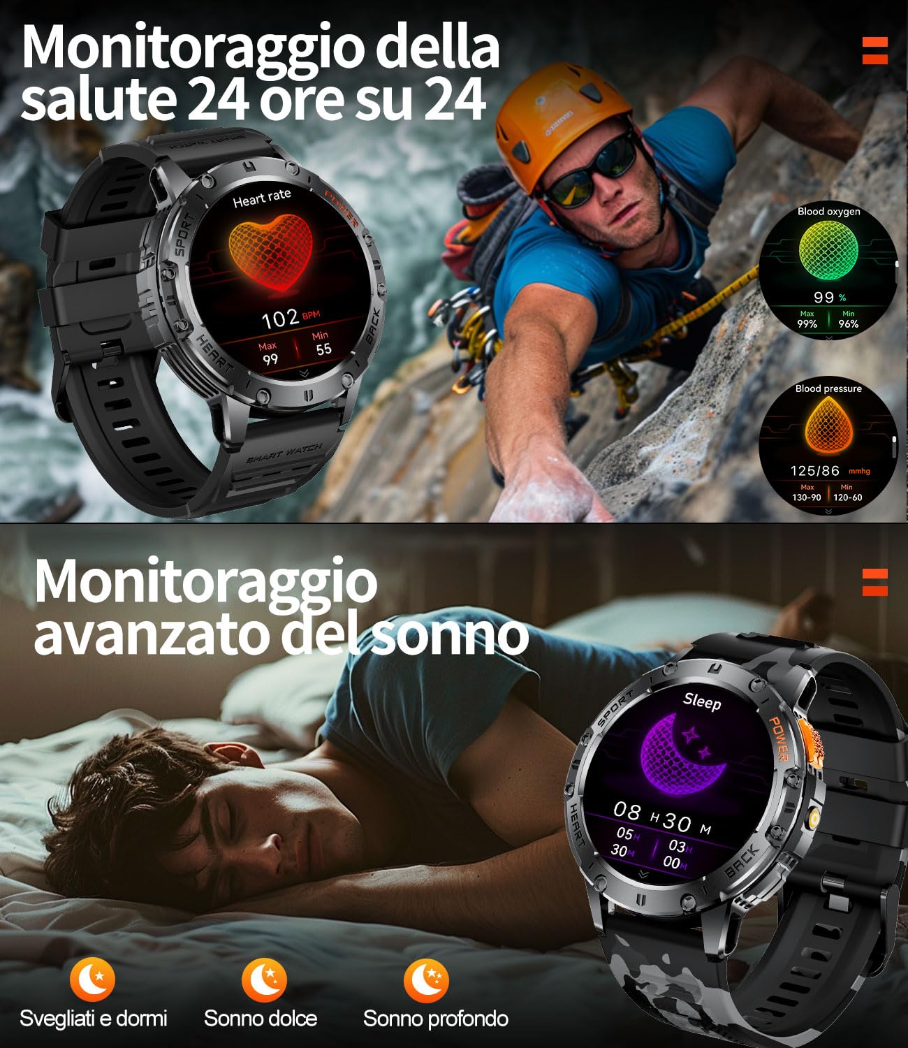 Esfoe Smart Watch For Men(3 Straps),1,43 ' ' Amoled Military Smart Watch For Men With Led Flashlight/530Mah Large Battery/5Atm W