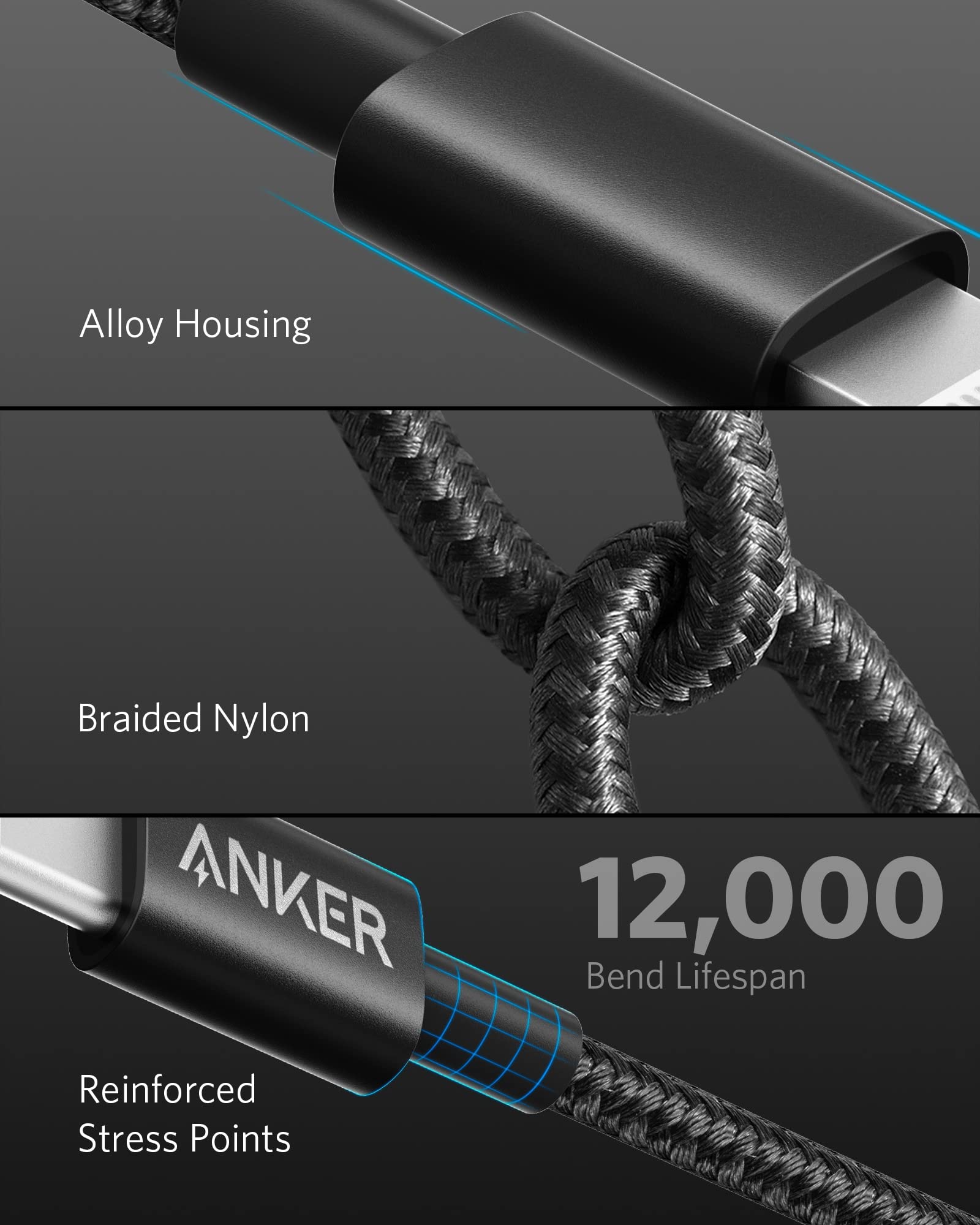 Anker New Nylon Usb C To Lightning Cable, Apple Mfi Certified For Iphone 14 Series, And More (10Ft, Black)