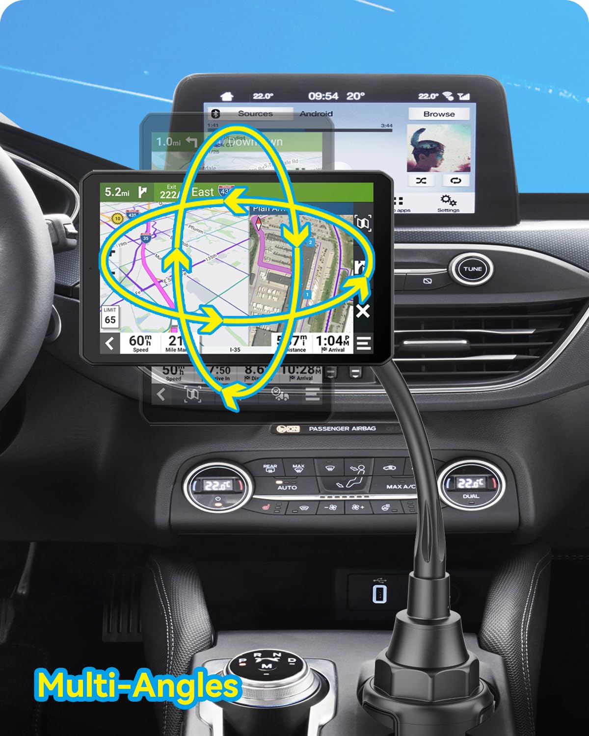 Skytitan For Garmin Gps Car Mount Cup Holder Replacement 17Mm Ball Mount With Adjustable Long Arm Fit Garmin Nuvi Drive Dezl Por