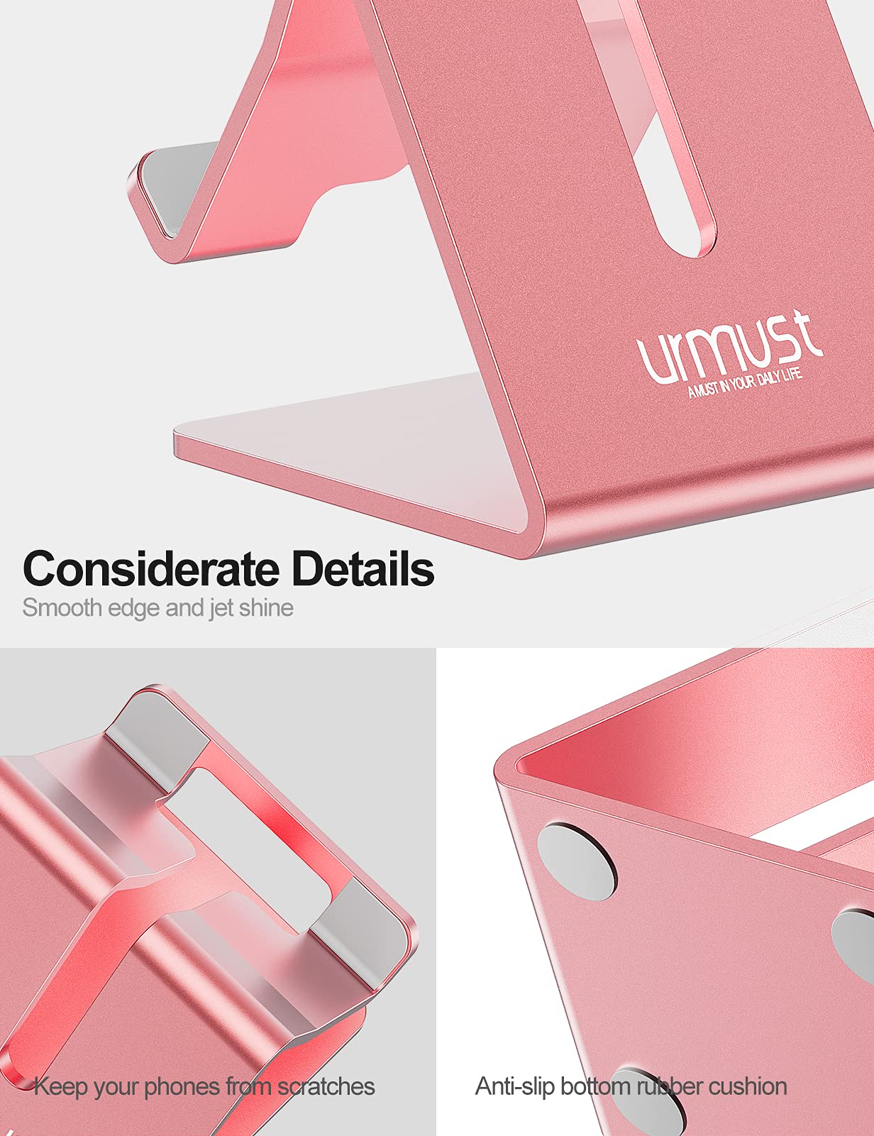 Urmust Desk Cell Phone Stand Holder Aluminum Phone Dock Cradle Compatible With Switch For Iphone 14 13 12 11 Pro Xs Xs Max Xr X