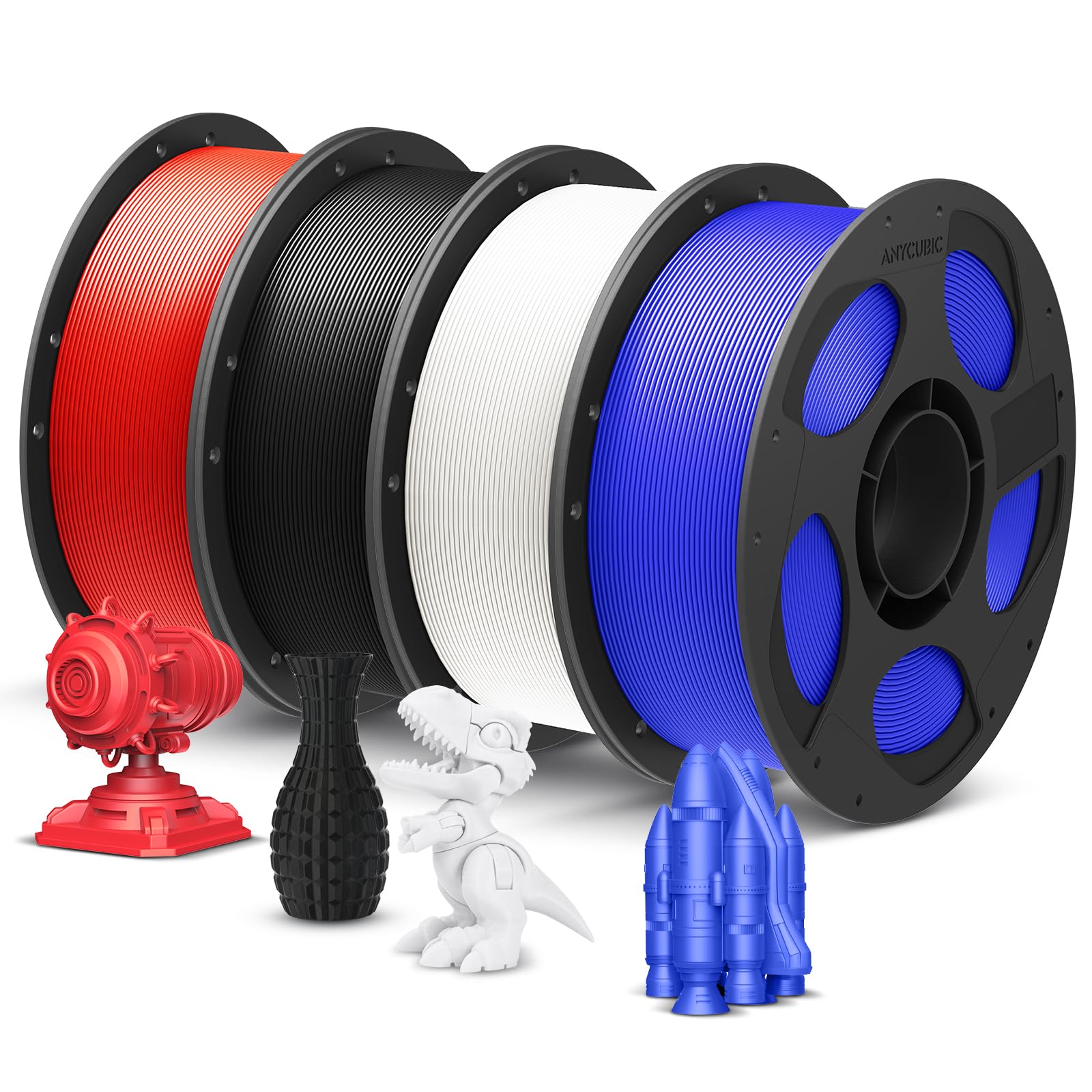 ANYCUBIC PLA Plus (PLA+), 3D Printer Filament 1.75mm Bundle, High Toughness, Dimensional Accuracy +/- 0.02mm, Print with Most FD