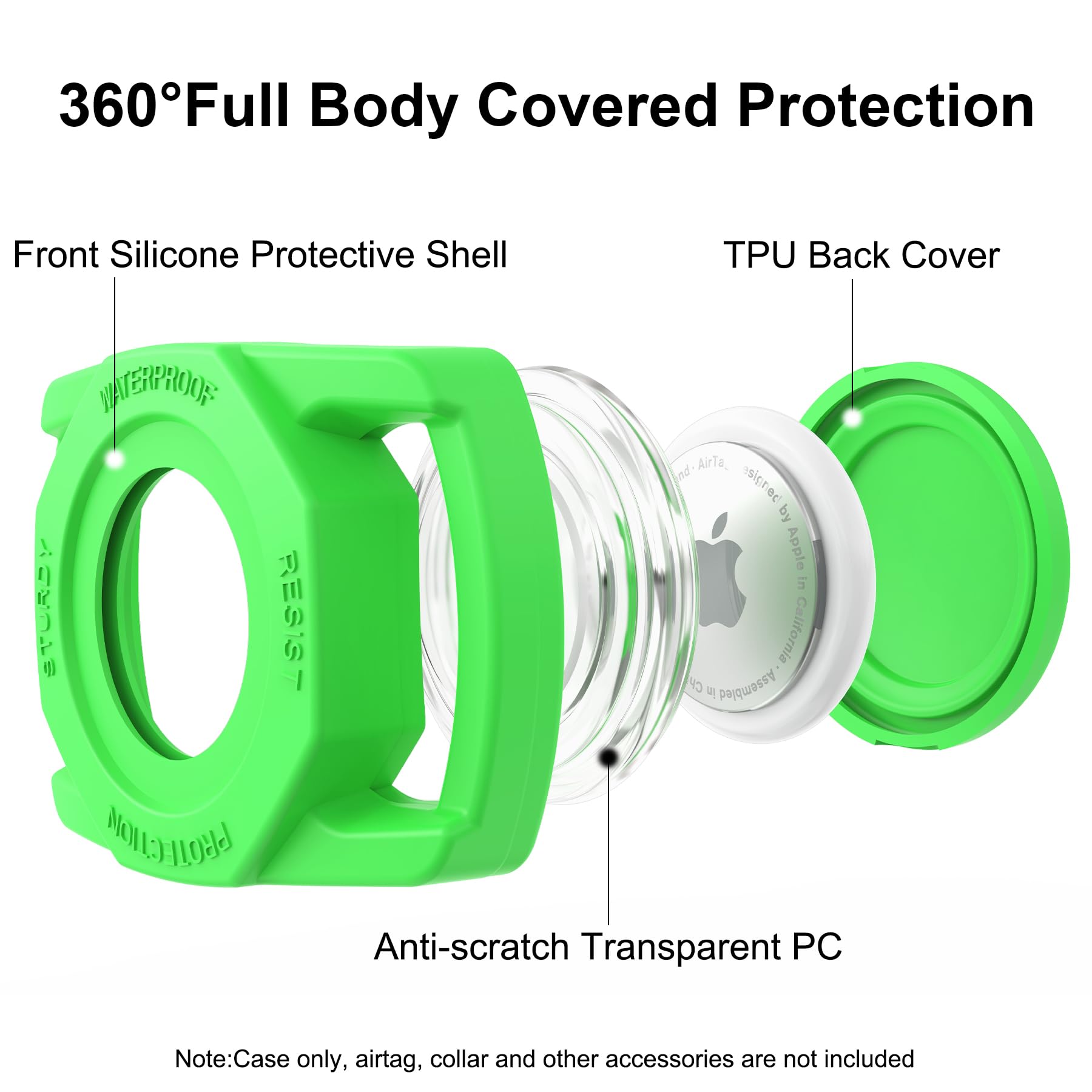 Sankala Airtag Dog Collar Holder, [1 Pack] Waterproof Airtag Case For Dog Collar, Tpu & Silicone Full Body Covered Anti Lost App