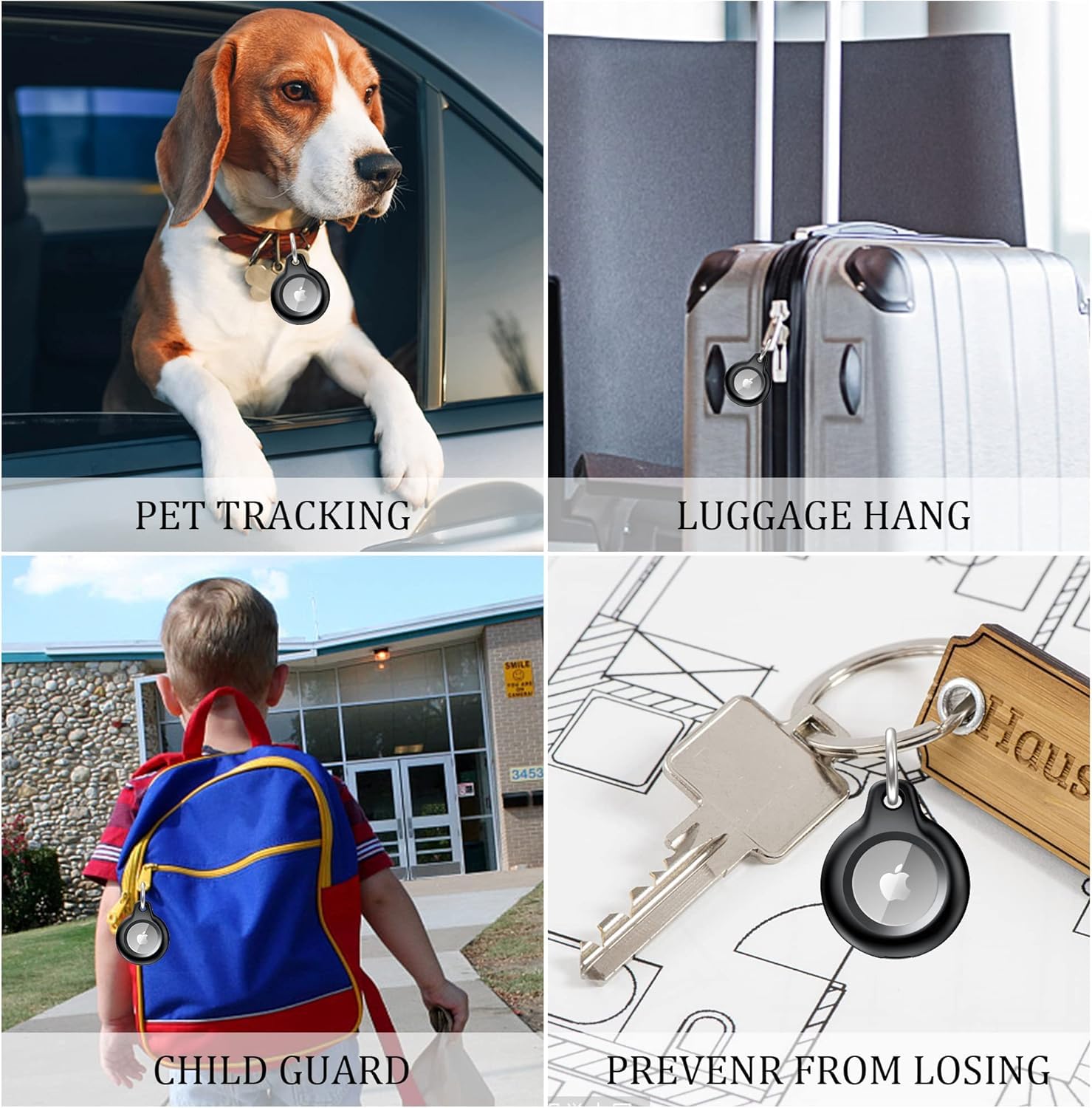 4 Pack With 2 Styles Ipx8 Waterproof Airtag Keychain Holder Case,Lightweight,Anti Scratch, Easy Installation,Soft Full Body Shoc