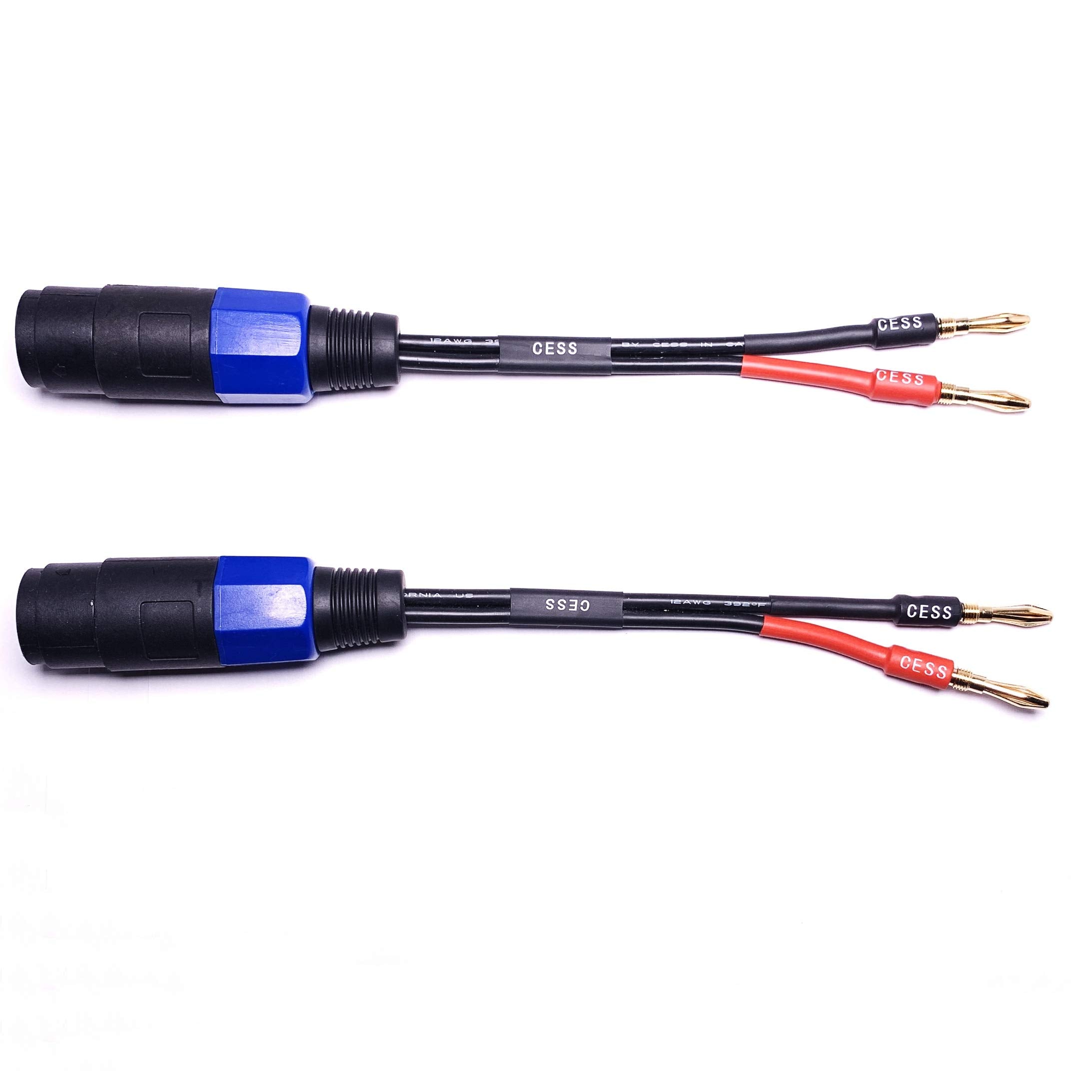 Cncess Cess 004 Banana Plug To Female Speakon Speaker Adapter Cable 12Awg   2 Pack (4Mm Banana)