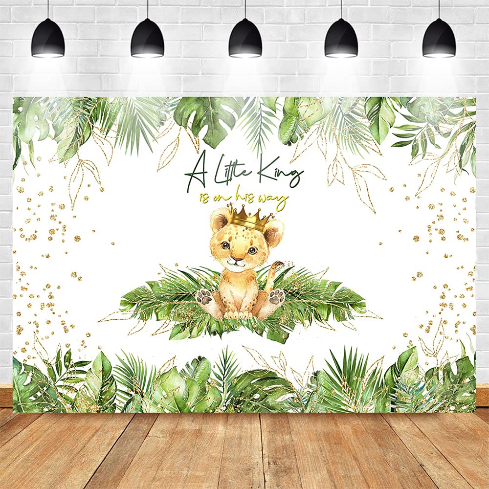 Mocsicka Lion Baby Shower Backdrop A Little King Is On His Way Background Safari Baby Lion Baby Shower Party Cake Table Decorati