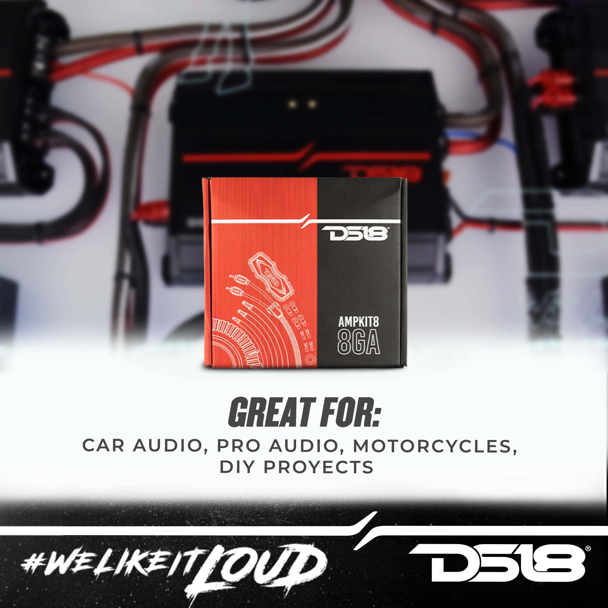 Ds18 Ampkit8 Gauge Amp Kit Amplifier Install Wiring 8 Ga Pro Installation Cables, 3000W (8 Gauge) Installation Kit For Car Audio