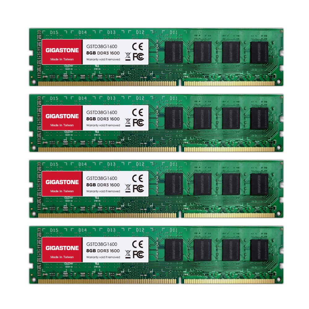 ?DDR3 RAM? GIGASTONE 32GB Kit (4x8GB) DDR3/DDR3L 1600MHz (1333MHz) PC3-12800 (PC3-10600) CL11 1.35V/1.5V 2Rx8 UDIMM 240 Pin Unbu