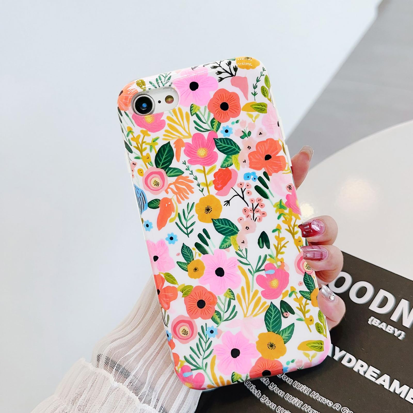 J.West Ipod Touch 7 Case, Ipod Touch 6/5 Case, Soft Shockproof Cute Floral Phone Protective Cover For Women, Garden Flower Patte