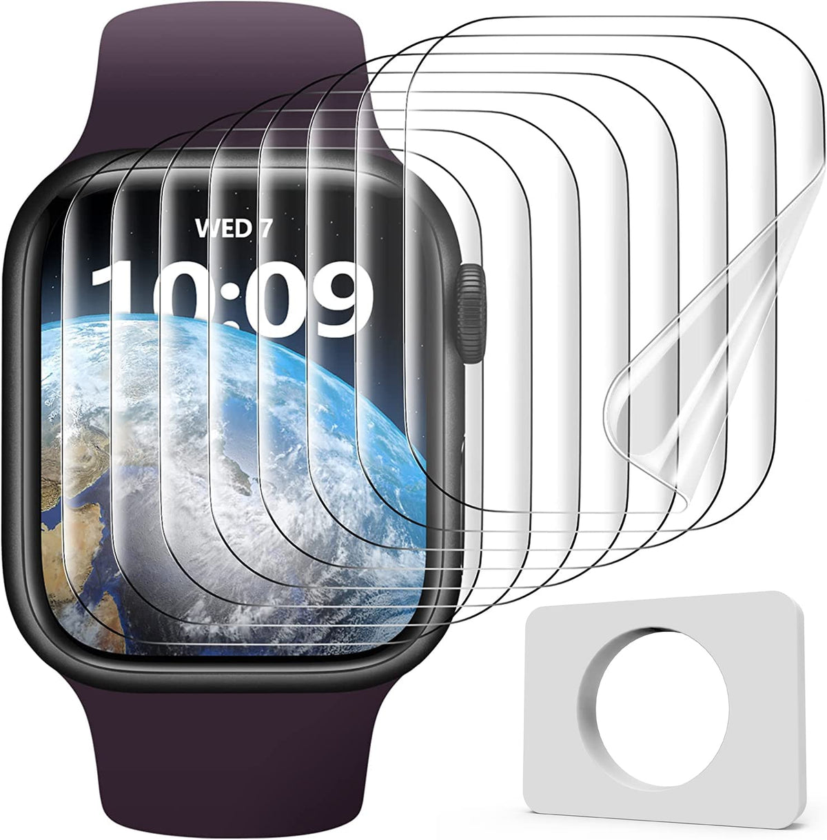 Uyiton 8Pack For Apple Watch Series 8/7 Screen Protector 45Mm, Military Grade Replacement Tpu Film [Not Glass] Iwatch Protector
