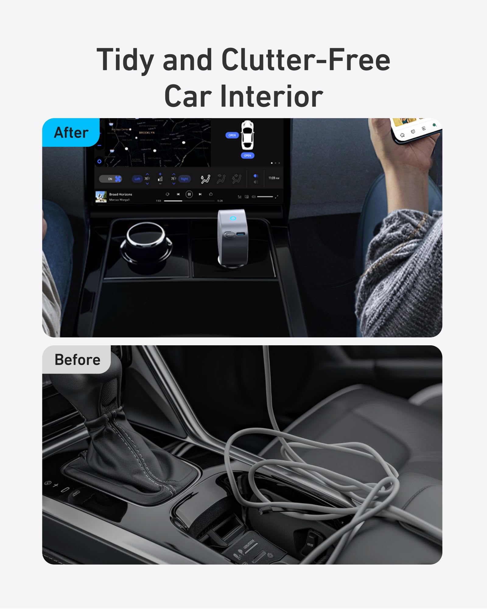 Anker Usb C Car Charger, 75W Max Ultra Compact Type C Fast Car Charger With Built In Retractable Cable, Car Adapter For Iphone 1