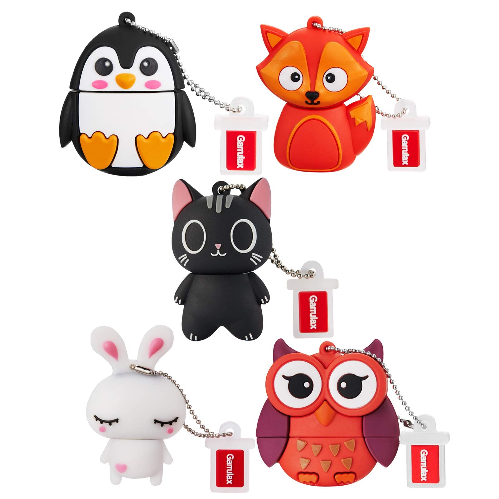 Garrulax Usb Flash Drive, 32Gb Usb2.0 Cute Shape Lovely Usb Memory Stick Date Storage Pendrive Thumb Drives (32Gb, 5Xanimals)