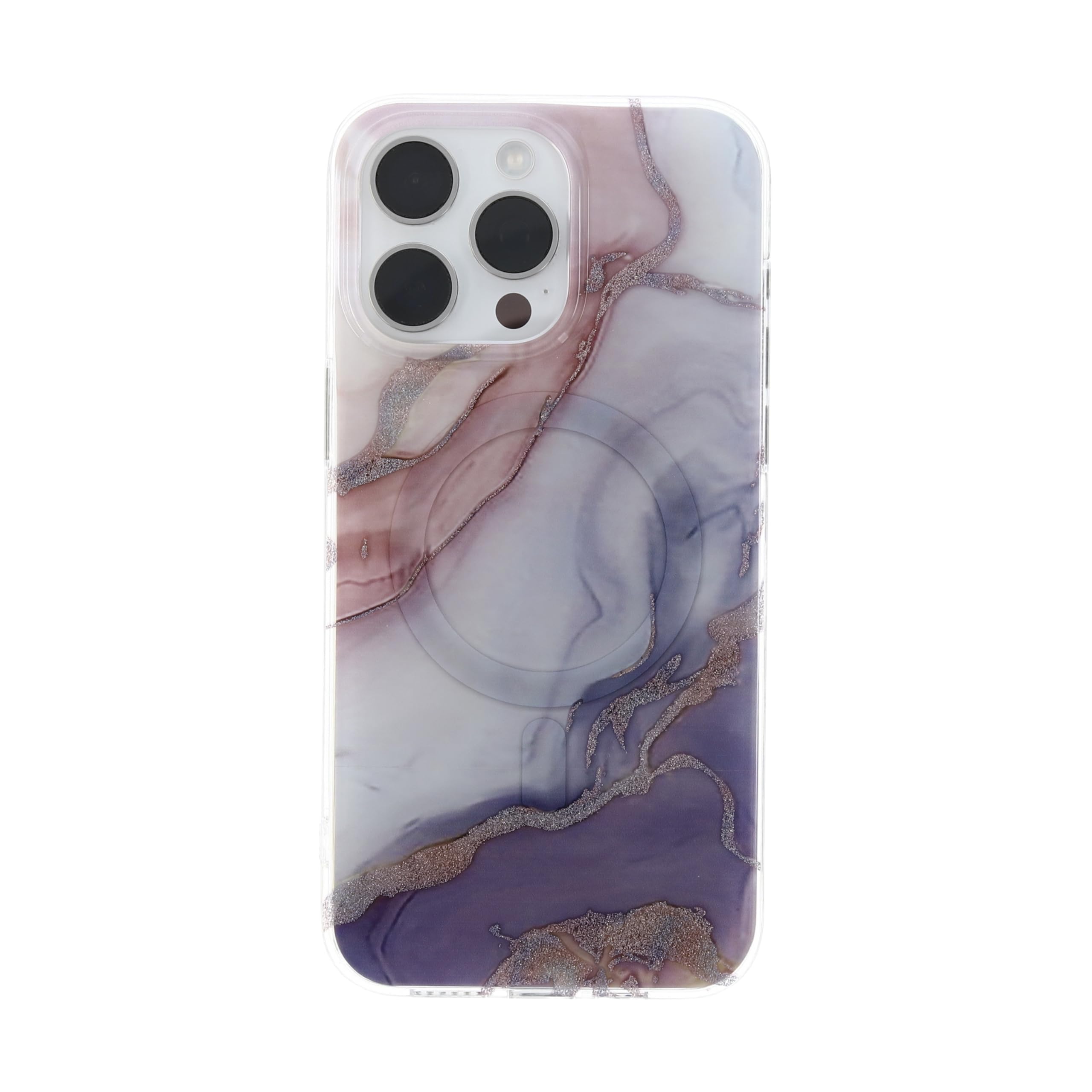 Katti Case Premium Marble Pattern Case for The iPhone 14 Pro Max, Deep Purple and White Design with Silver and Gold Leaf Accents