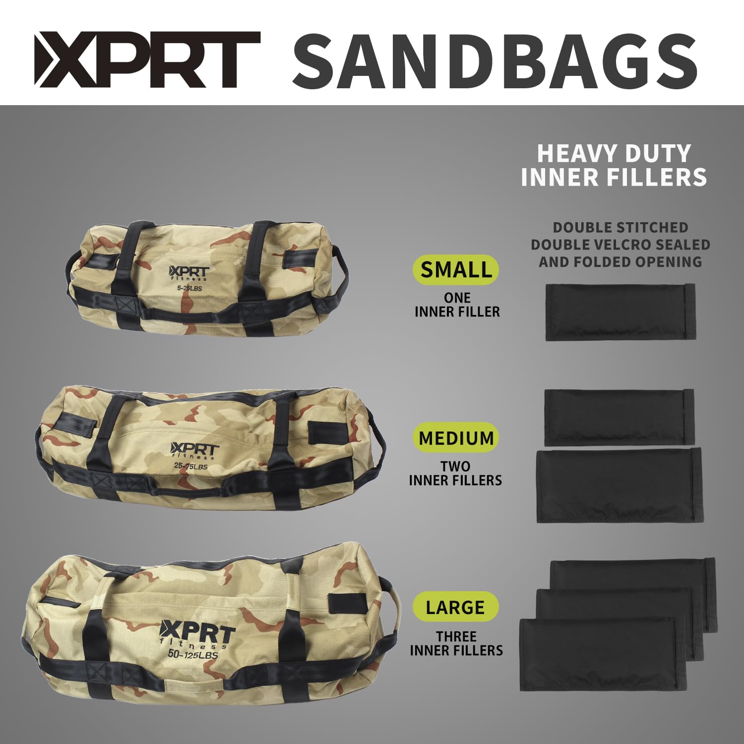 Xprt Fitness Workout Sandbag For Heavy Duty Workout Cross Training 7 Multi Positional Handles   Color Army Green/Black/Camo (Cam
