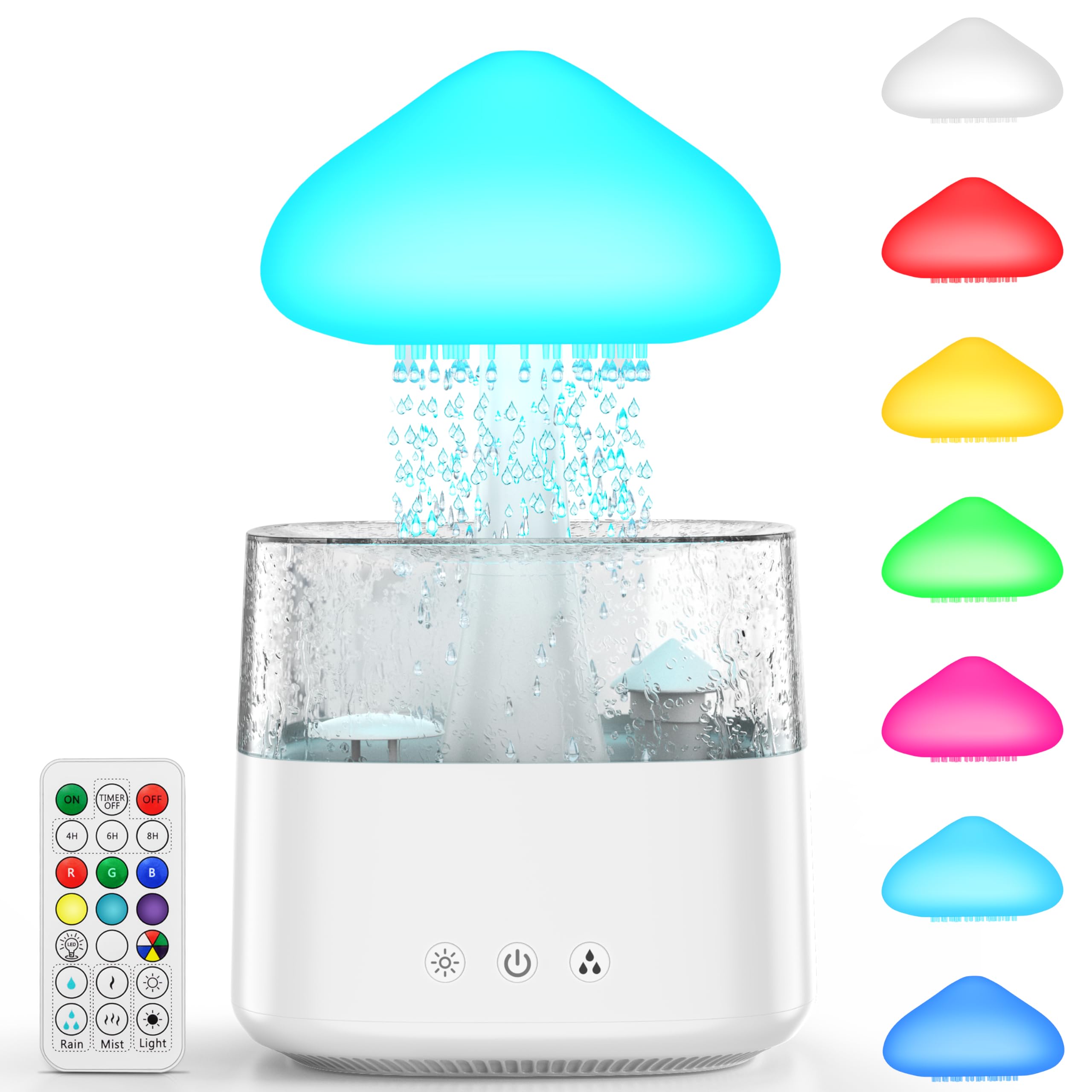 Cloud Humidifiers 450Ml Water Drip Mushroom Humidifiers With Remote Control 7 Colors Mood Light Air Humidifier Raindrop Humidifi
