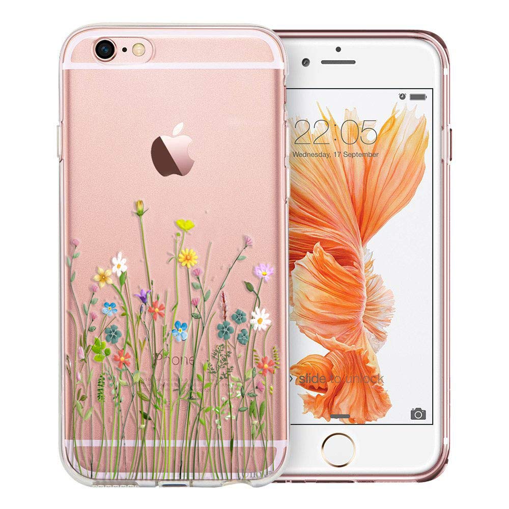 Unov Case Compaitble With Iphone 6S Iphone 6 Case Clear With Design Embossed Pattern Soft Tpu Bumper Shock Absorption Slim Prote