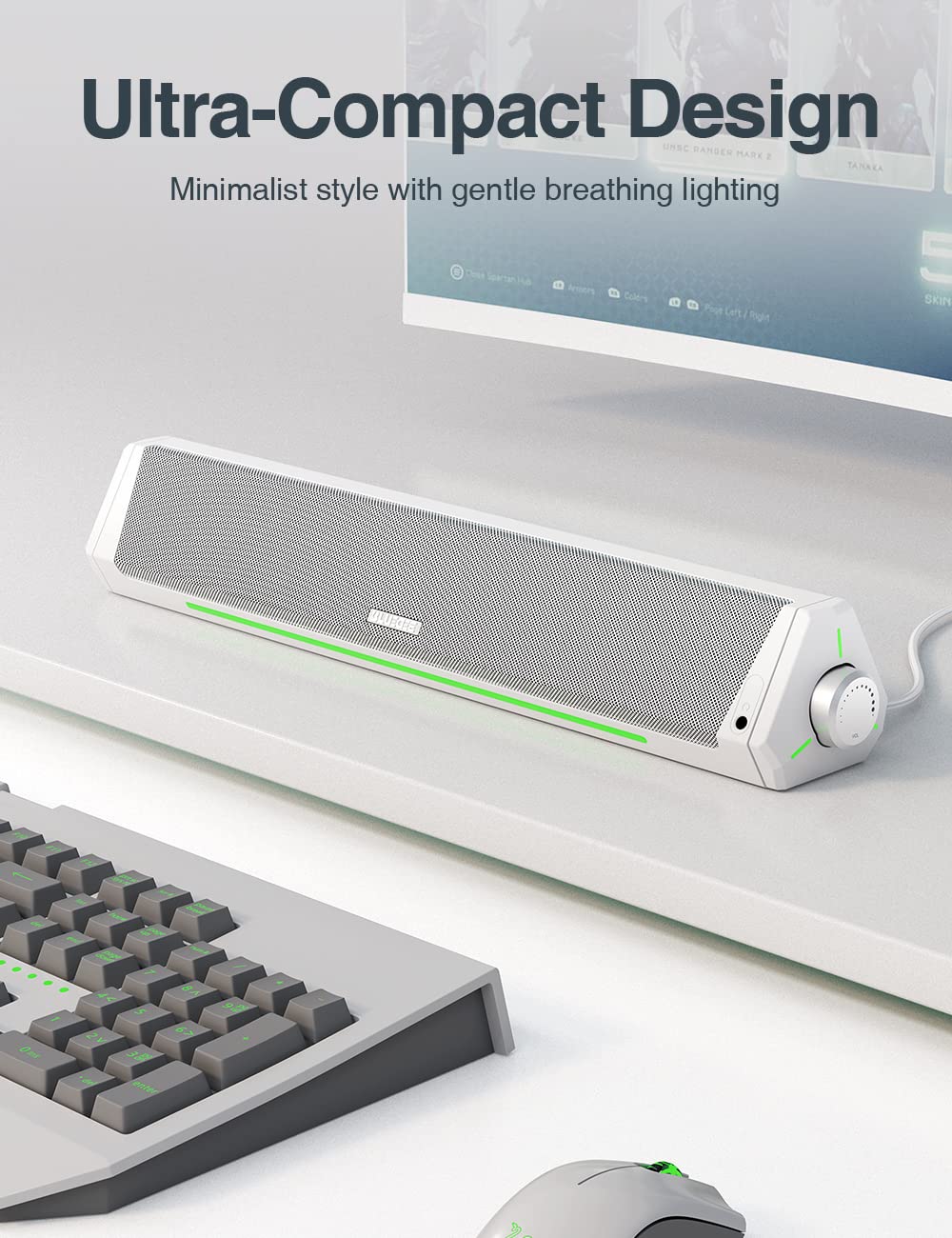 Computer Speakers, Bluetooth Soundbar, Hifi Stereo, 3.5Mm Aux In Connection, Usb Powered Speakers For Desktop Monitor, Pc, Lapto