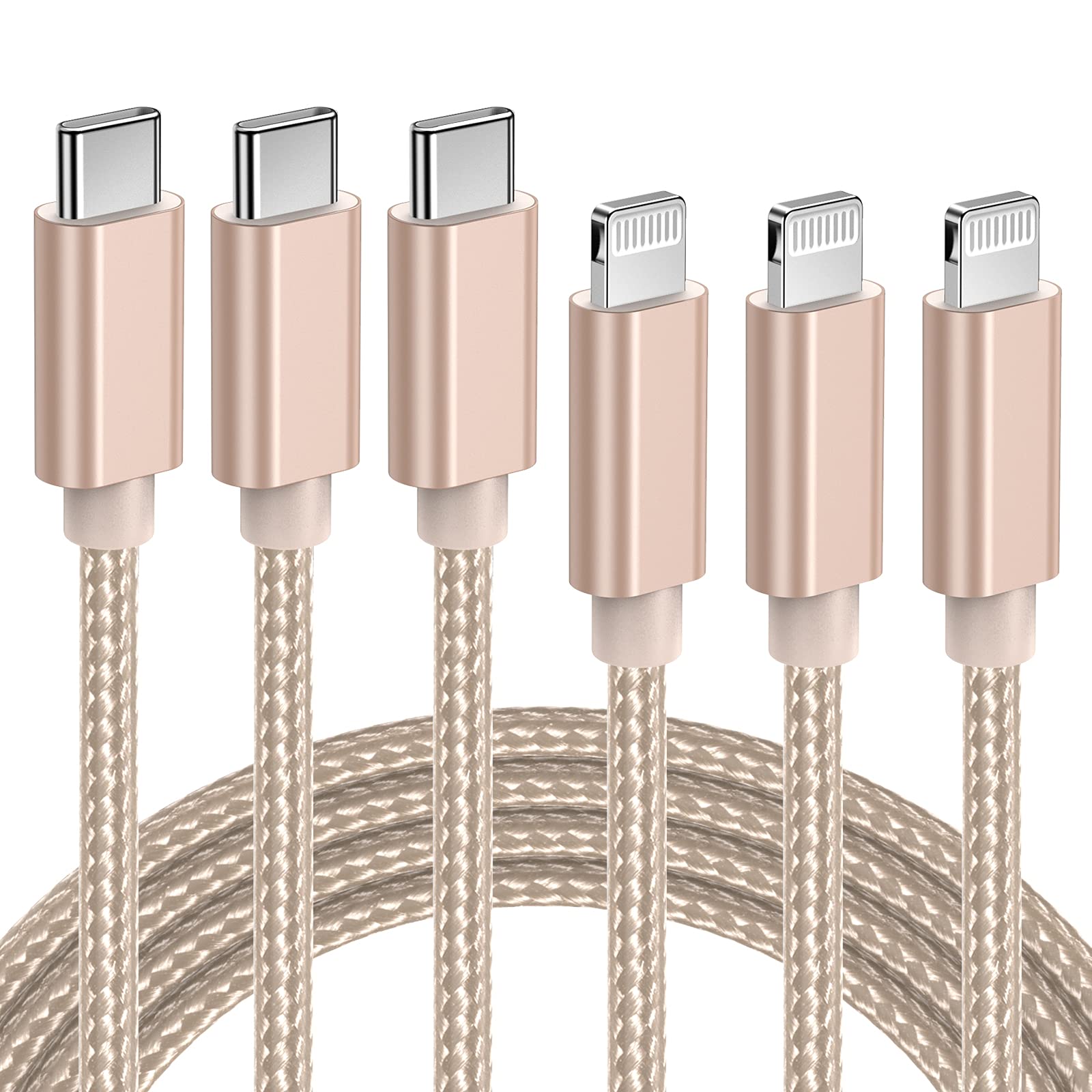 Quntis Usb C To Lightning Cable, 3 Pack 6Ft Mfi Certified Iphone 14 Fast Charger Cord, Nylon Braided Iphone Rapid Charging Cable