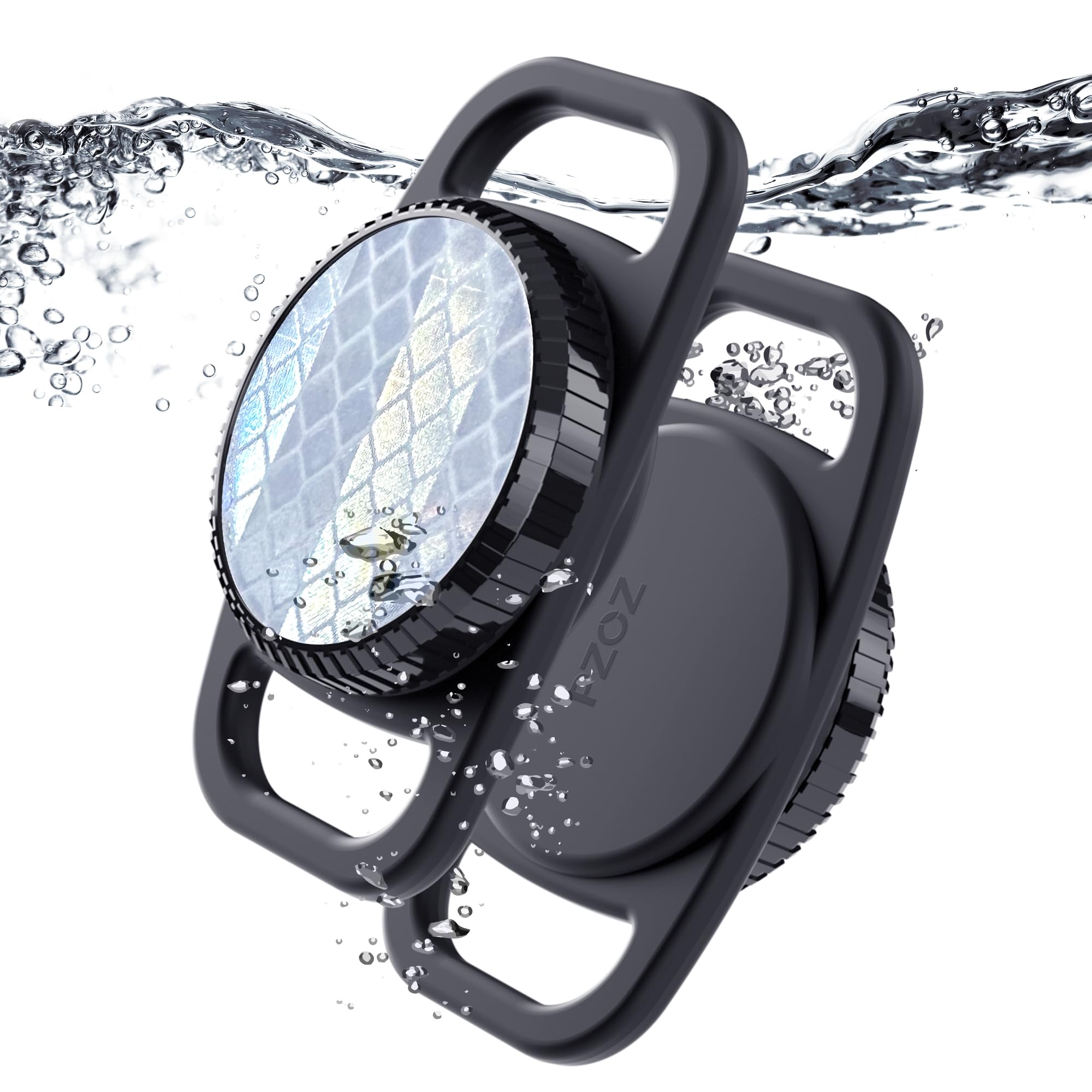 Pzoz Waterproof Airtag Dog Collar Holder (2 Pack) For Apple Airtag, Pvc Reflector Cover & Silicone Pet Collar Case Anti Lost Air