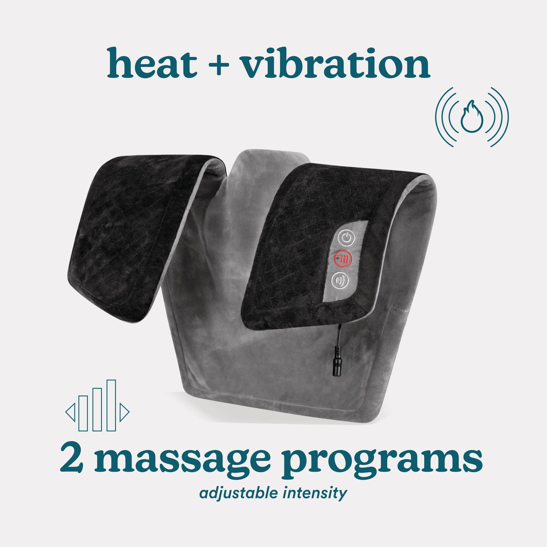 Homedics Duel Massager Intensity Vibrating Heated Neck & Shoulder Massage Wrap, Soft Fabric, 2 Speeds And Massage Styles