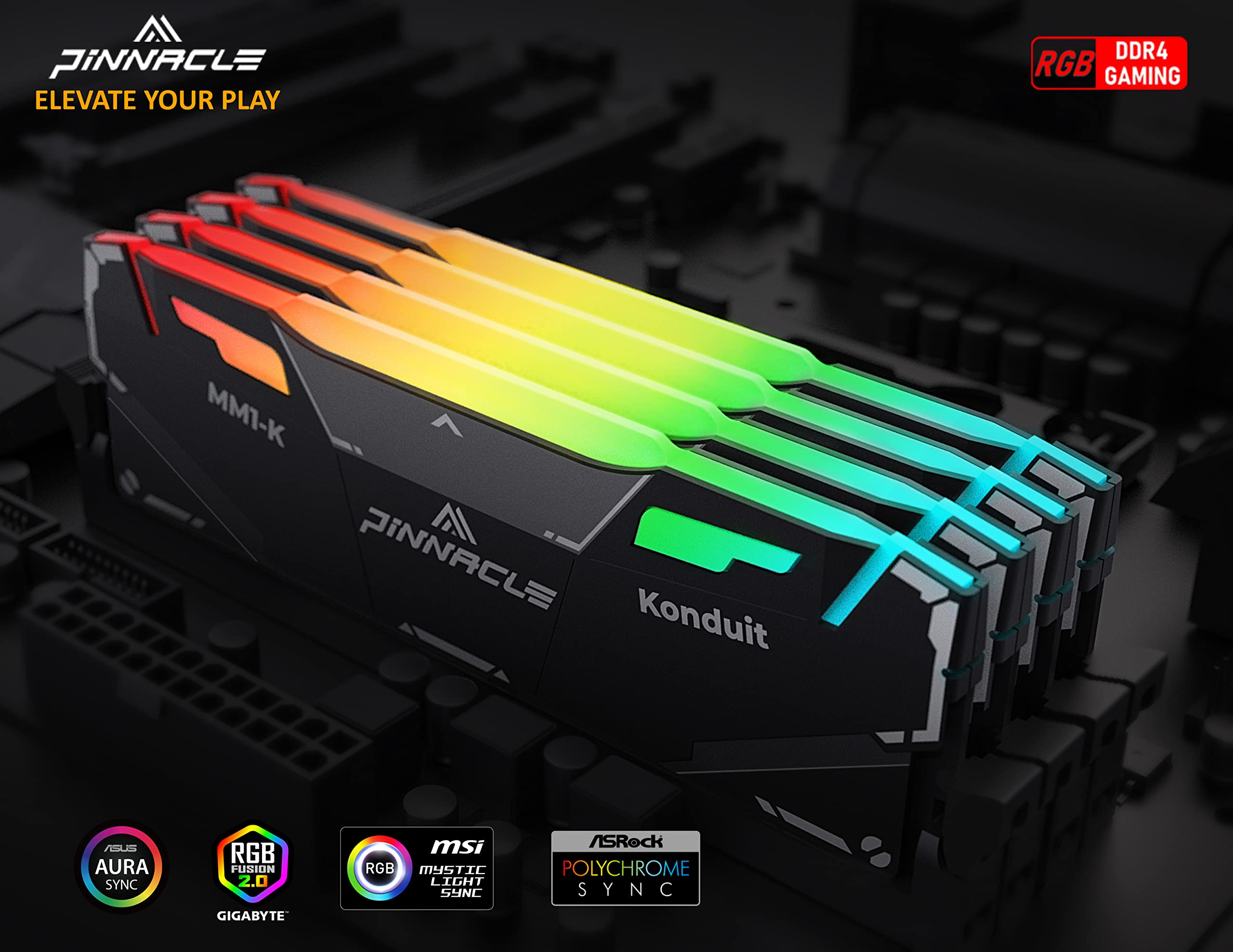 Timetec Pinnacle Konduit Rgb 64Gb Kit(4X16Gb) Ddr4 3200Mhz Pc4 25600 Cl16 18 18 38 Xmp2.0 Overclocking 1.35V Dual Rank Compatibl