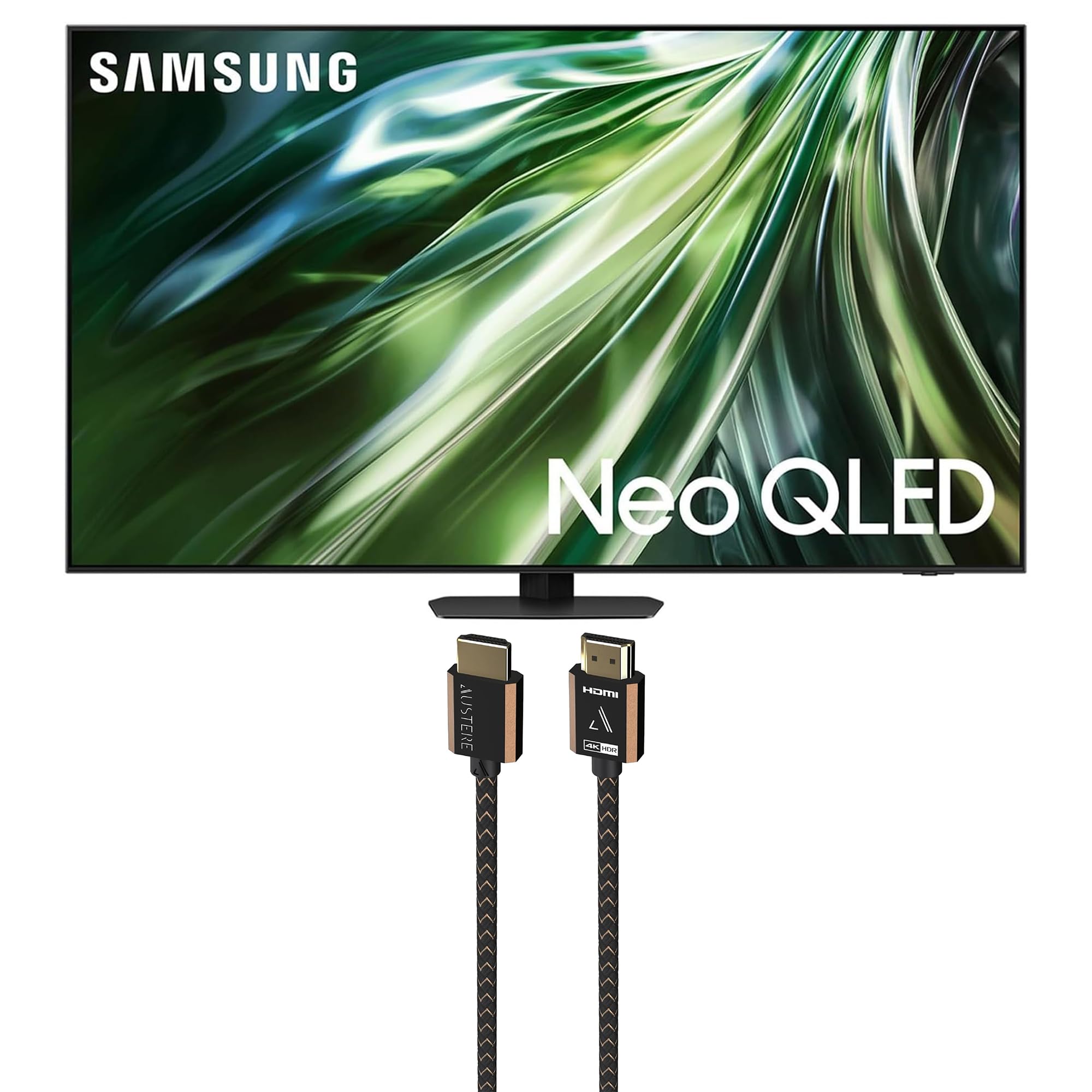 Samsung QN65QN90DAFXZA 65 Inch Neo QLED TV with 4K AI Upscaling and an Austere 3S-4KHD2-2.5M III Series 4K HDMI 2.5m Cable (2024
