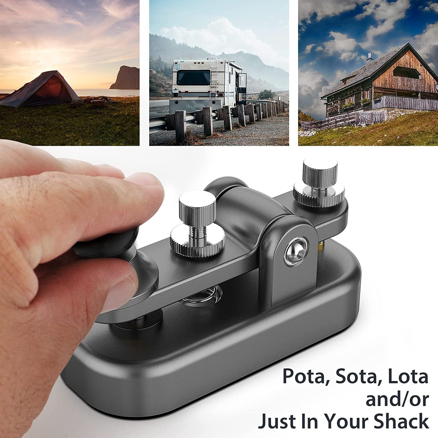 Mini Morse Radio Key Cw Ham Send Telegram Double Paddle Morse Code Key With Aluminum Alloy Body Base Grey(S)