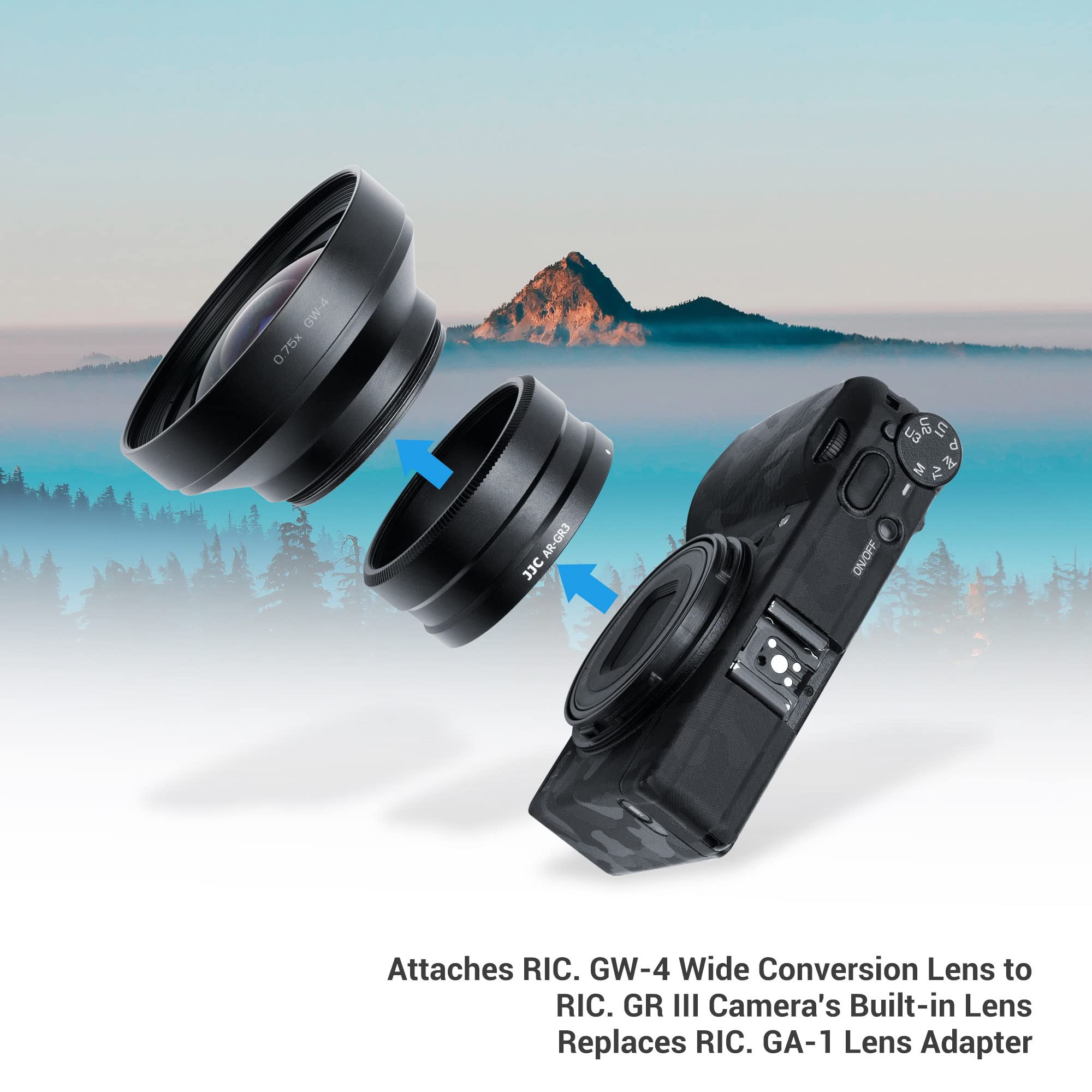 Jjc Ar-Gr3 Lens Filter Adapter Replaces Ricoh Ga-1 For Ricoh Gr Iii Gr Iii Hdf Gr3 Gr3 Hdf Digital Camera With Gw-4 Wide Convers
