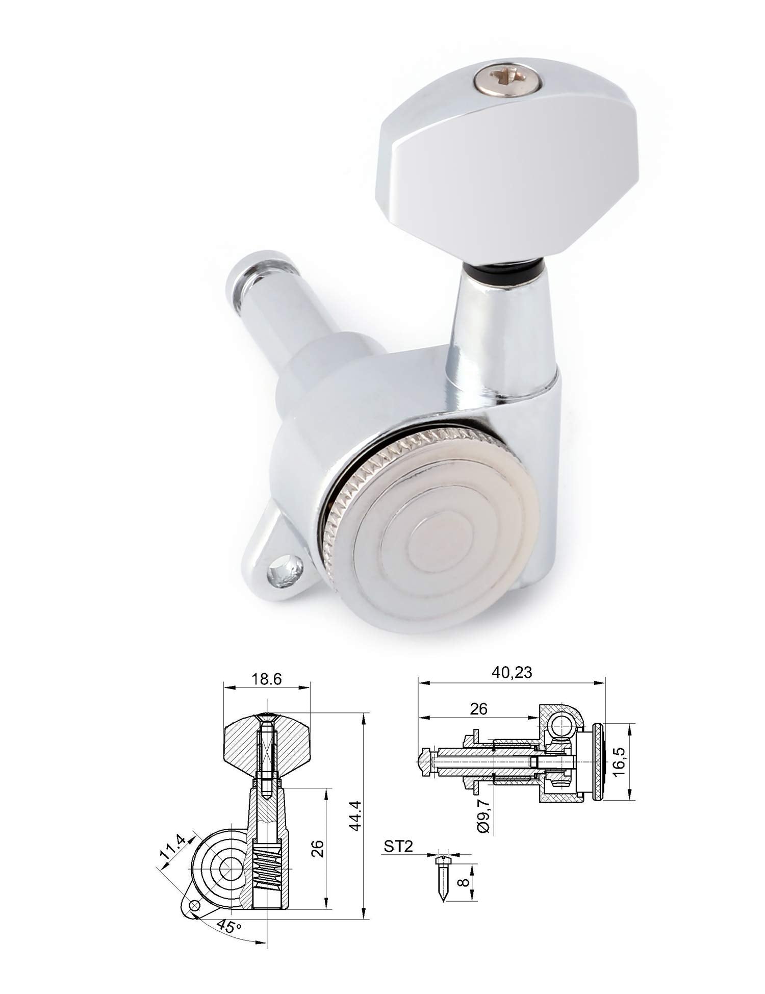Metallor Locking Guitar String Tuning Pegs Tuning Keys Machines Heads Tuners 1:18 Gear Ration 3L 3R For Electric Guitar Or Acous
