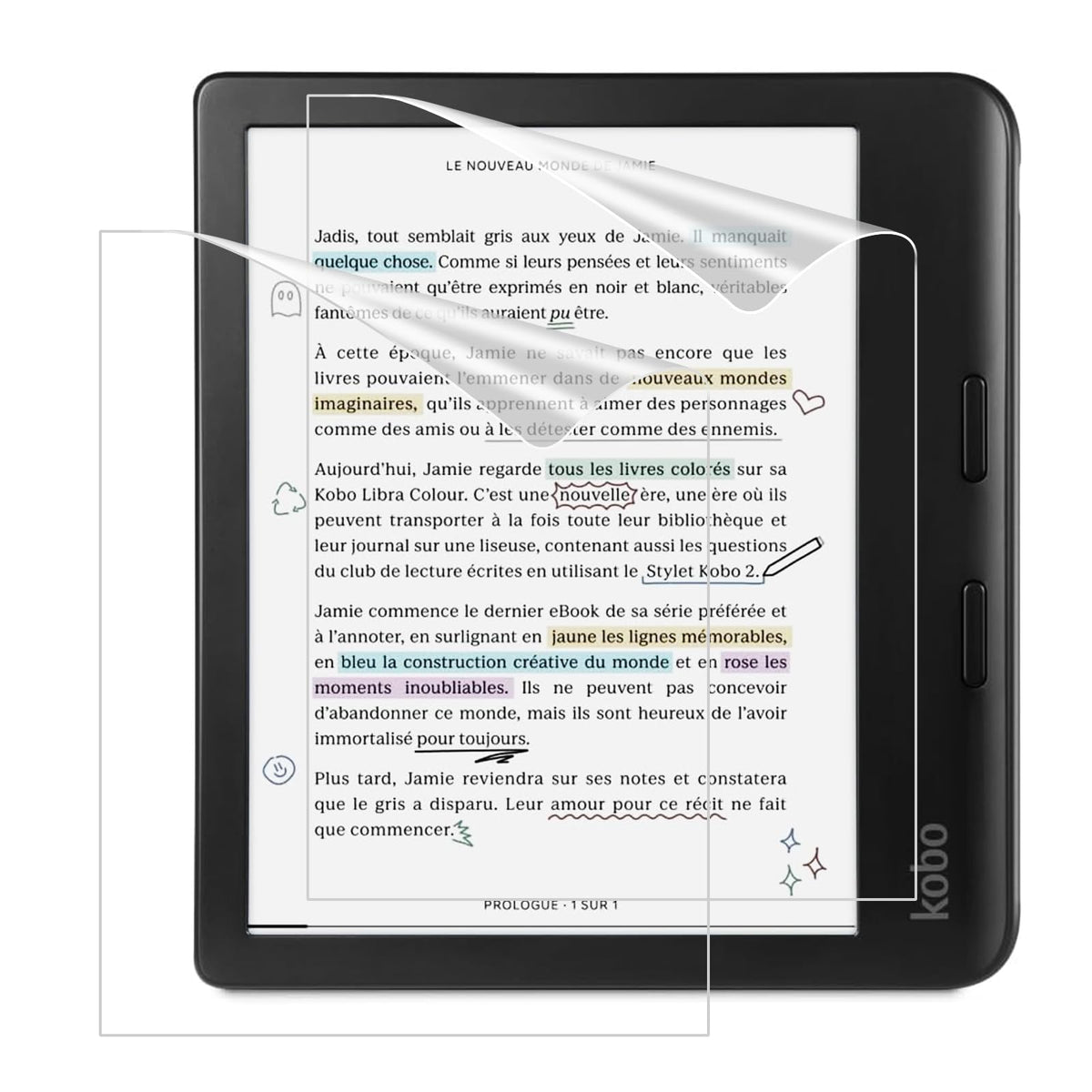 MoKo 2-Pack Matte Screen Protector Fits Kobo Libra Colour 7 Inches 2024/Kobo Libra 2 E-Reader 7' 2021, Premium PET Anti-Glare Screen Protective Film Screen Protector