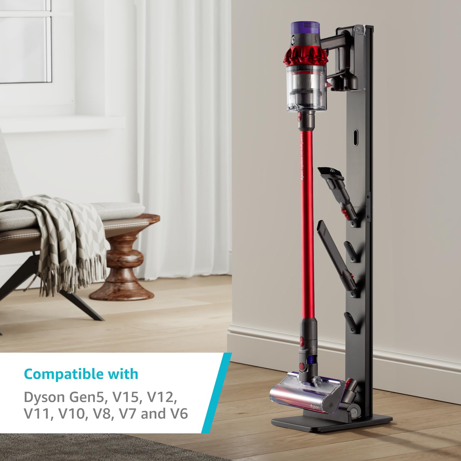 Pegzone Vacuum Cleaner Stand, Compatible With Cordless Vacuums Dyson Gen5 V15 V12 V11 V10 V8 V7 V6, Floor Vacuum Accessory Holde