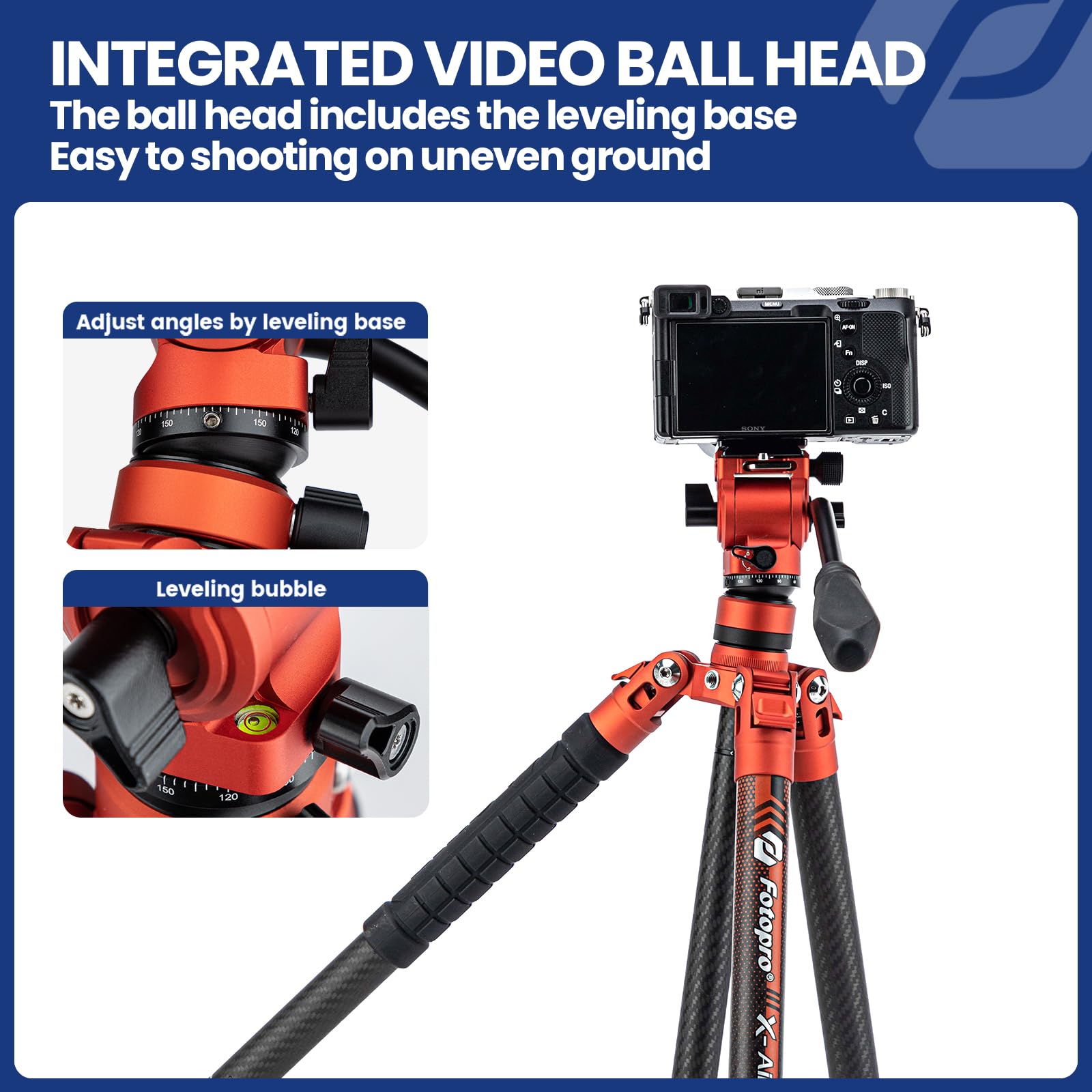 Fotopro Carbon Fiber Tripod 2.3Lbs Ultralight 62 Inch Portable Travel Video Tripod For Camera Dslr Load Up To 22Lbs X Aircross 3