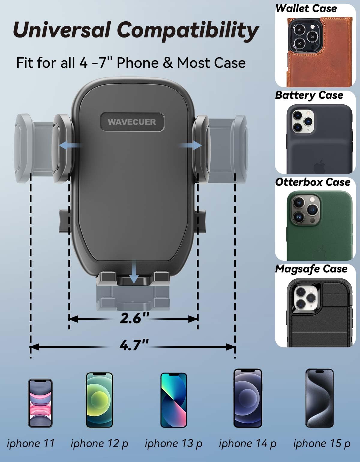 Wavecuer 2 Pack Cup Holder Phone Mount For Car, Phone Cup Holder For Car Iphone With Expandable Base, Compatible With Iphone Sam