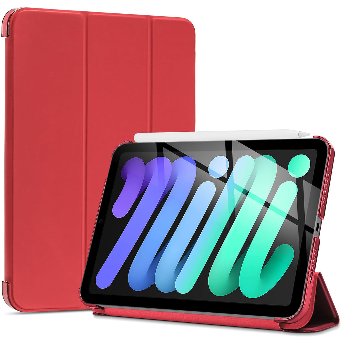 Procase Smart Case For Ipad Mini 7 A17 Pro 2024/Ipad Mini 6 2021 8.3 Inch Ipad Mini 7Th/6Th Gen Case, Hard Back Cover For Ipad Mini 8.3' 7Th Gen A2995/A2996/A2993/6Th Gen A2567 A2568 A2569  Red