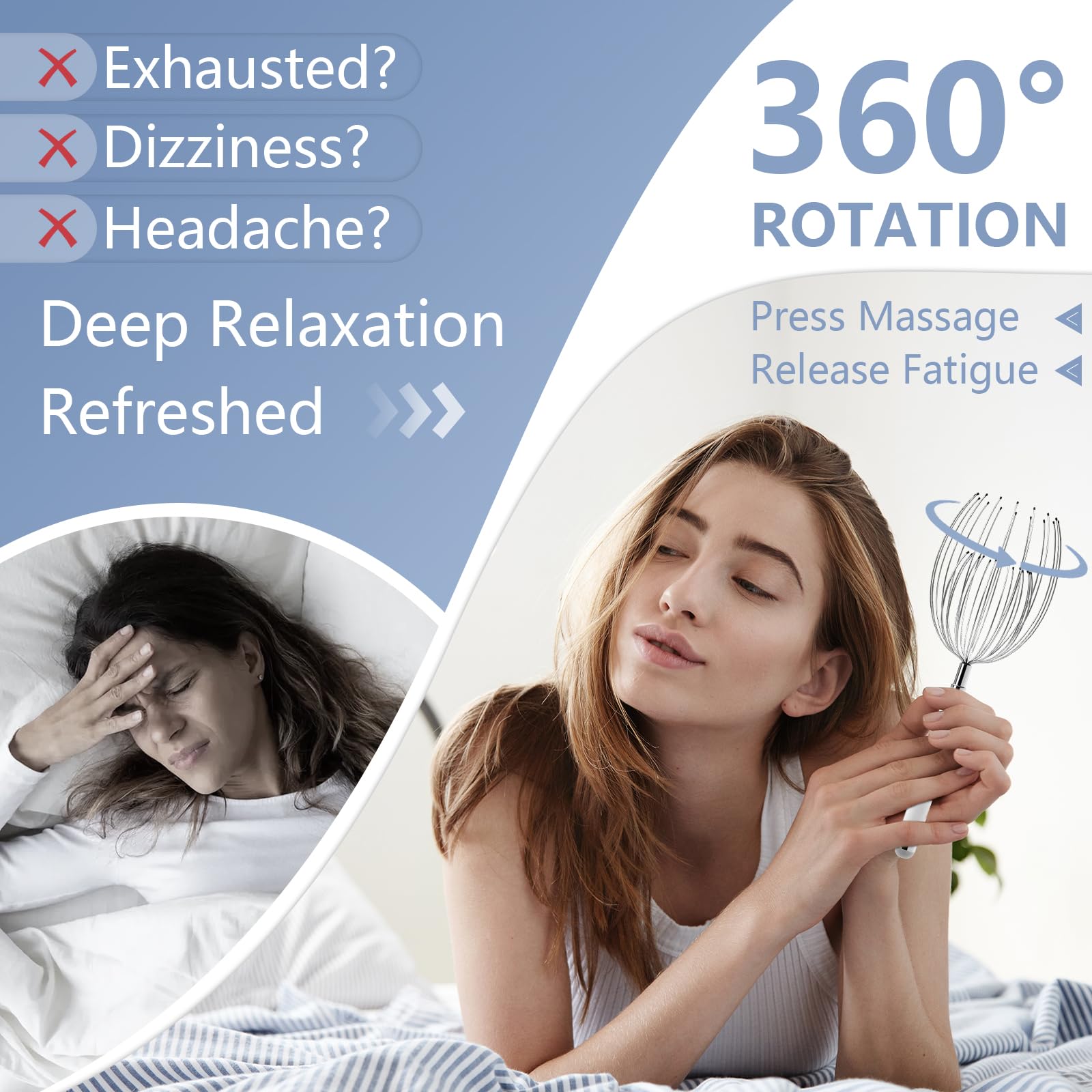 Winyoung Electric Scalp Massager, Handheld Hair Massage Tool Electric Head Scratcher Massager Whisk, 20-Finger Design Head Massa