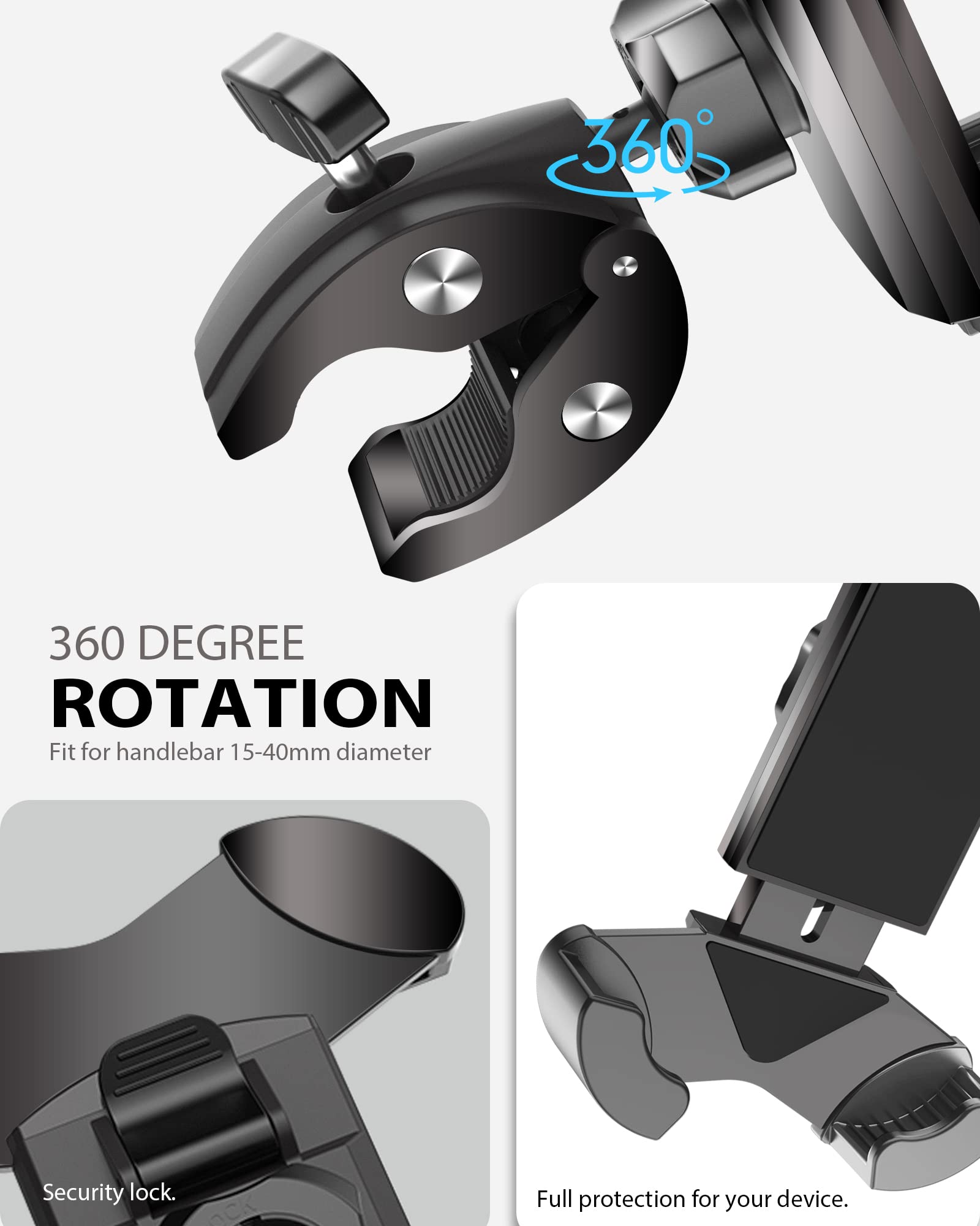 Oribox Bike Phone Mount, Motorcycle Handlebar Mount, 360    Rotation Silicone Bicycle Phone Holder,Compatible With All Phone, So