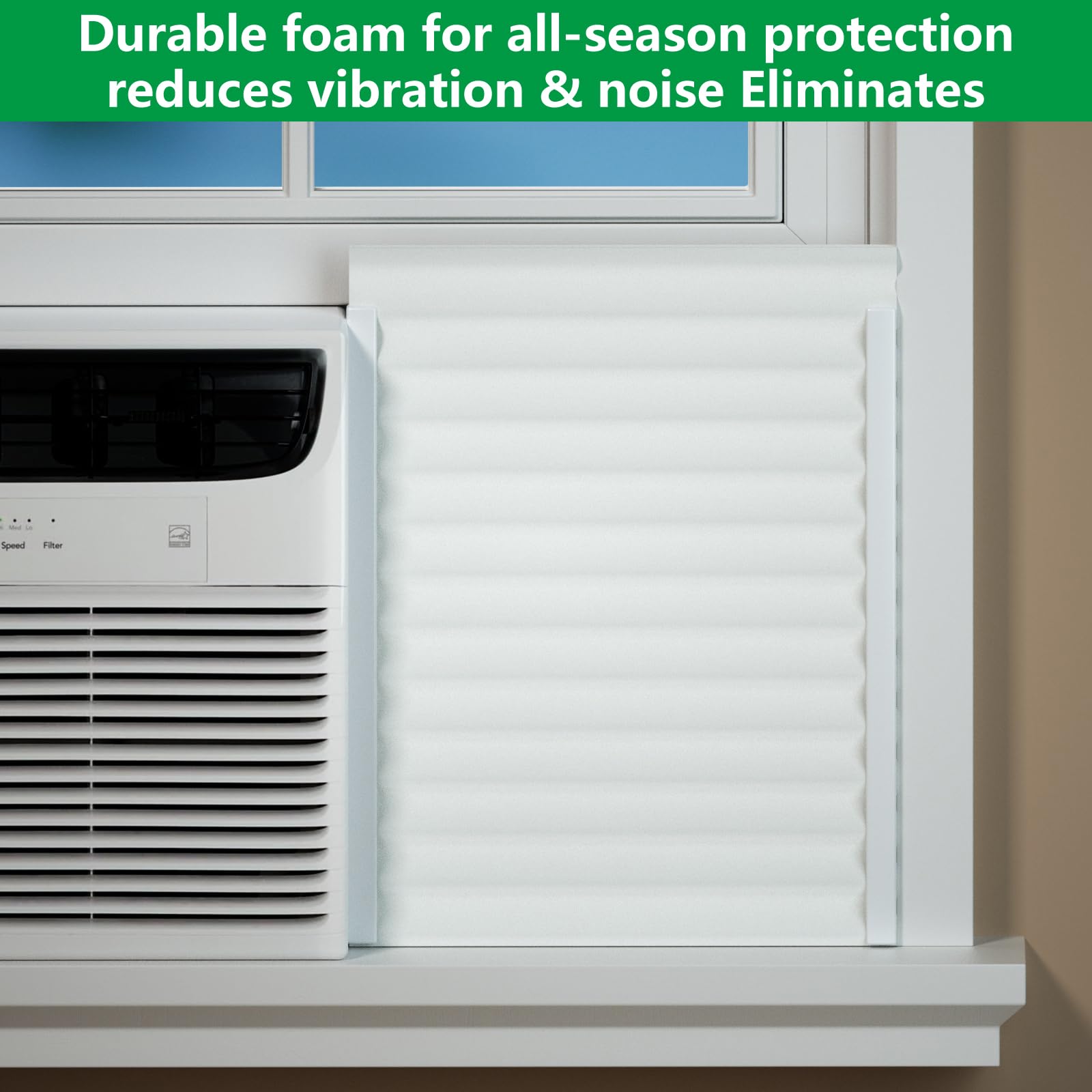 Window Air Conditioner Side Insulated Panel, 2Pic Insulation Panels Window Seal Kit With 4 Pressure Strips, Wintersummer Winter