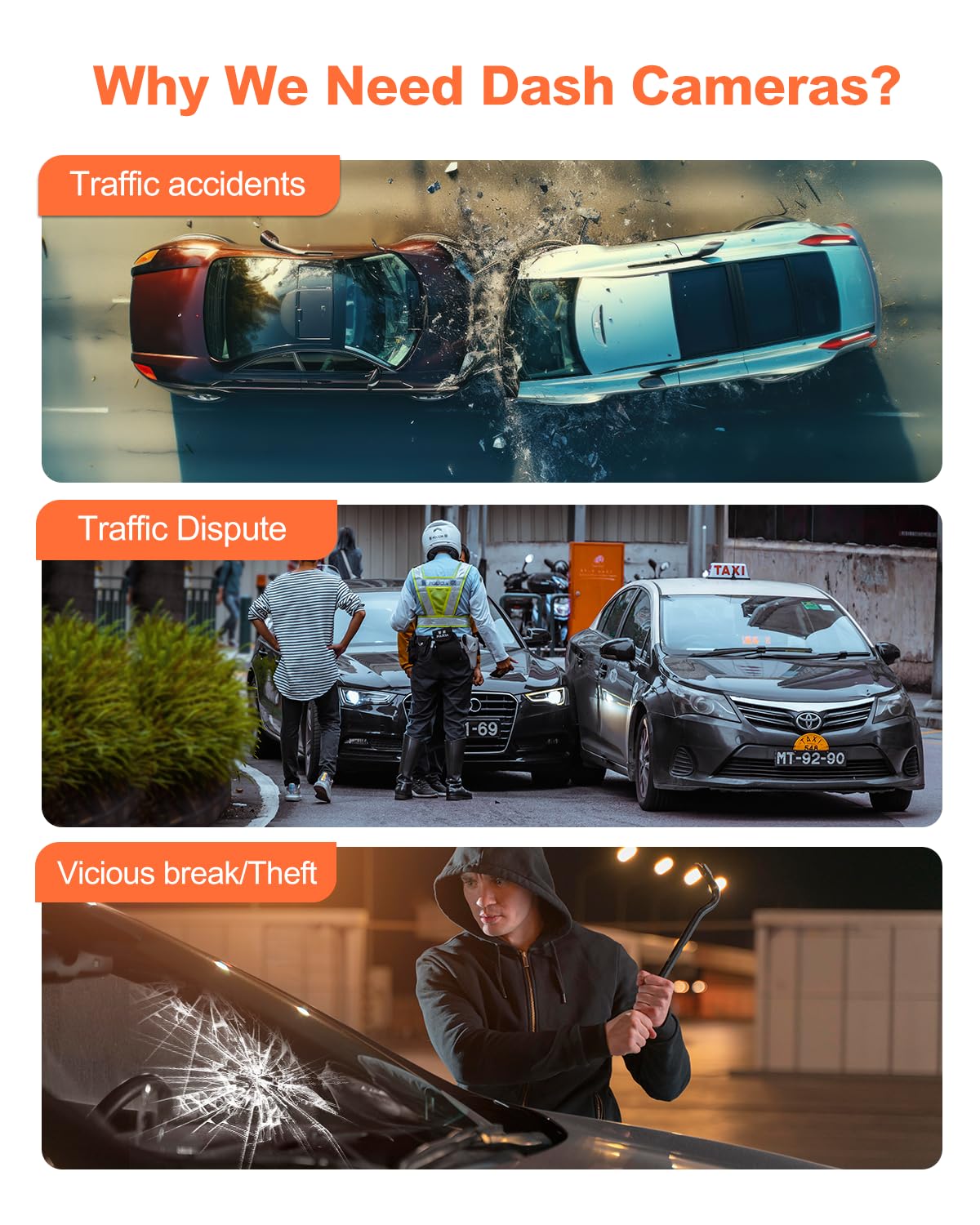 Yeecore 4K Dash Cam, Built In Wifi Gps, Touch Screen Car Camera, 24Hr Parking Monitor, Loop Recording, Dash Camera For Cars With