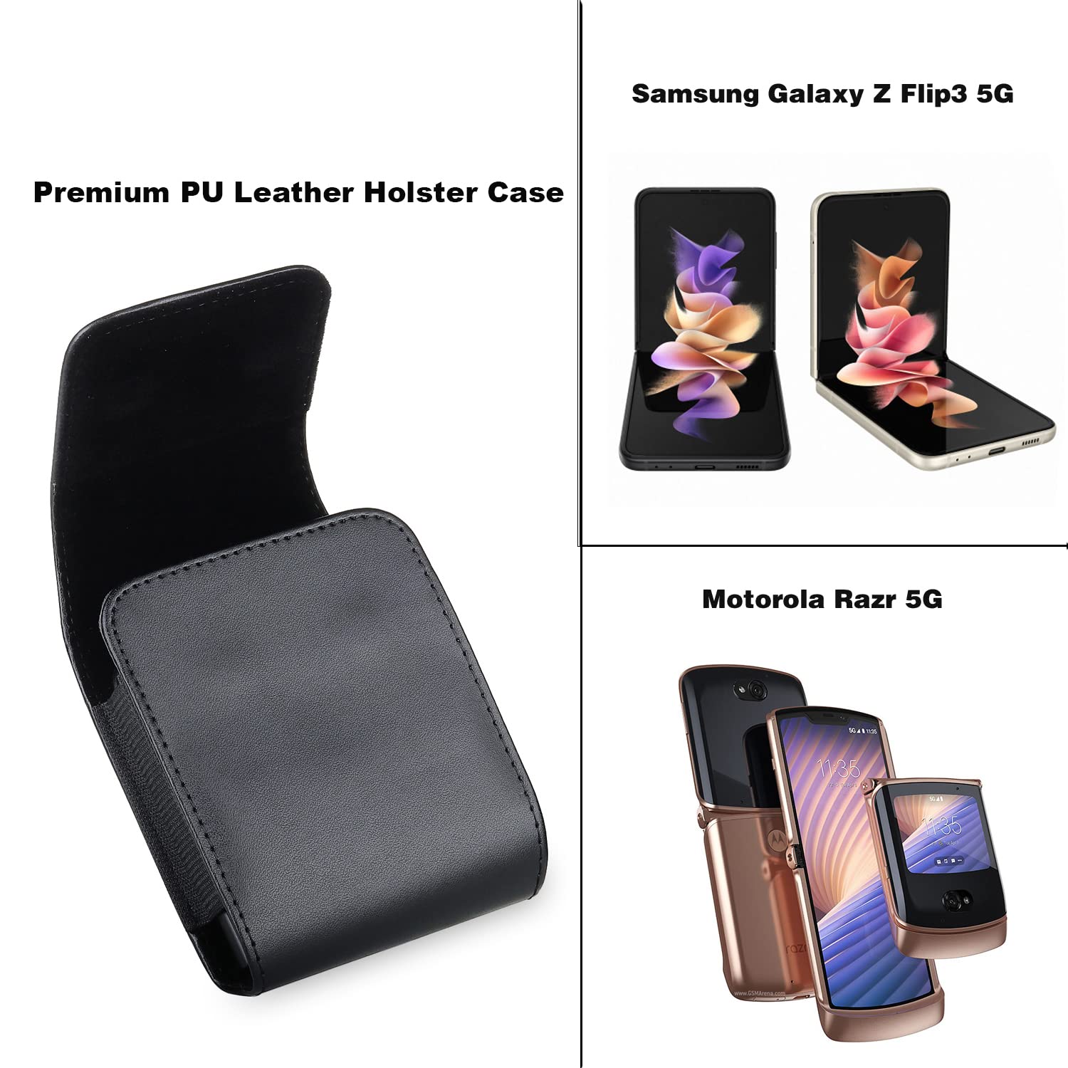 Cell Phone Holsters Rotating Belt Clip Holster Case Cover For Samsung Galaxy Z Flip 5/ Z Flip 4/ Z Flip 3 5G/ Z Flip/ Moto Razr