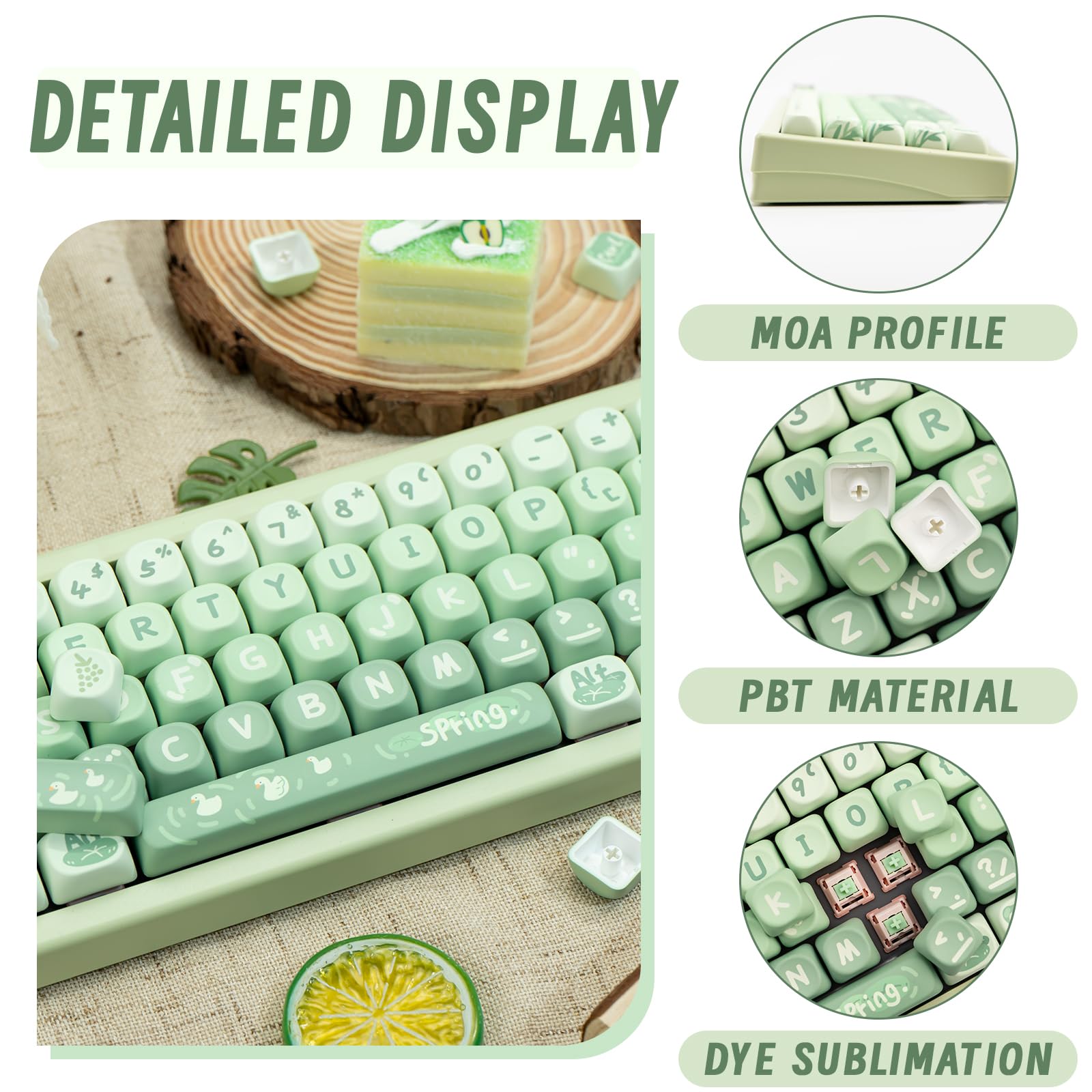 Coomickey Pbt Keycaps Moa Profile, Cute Keycaps Set, 133 Keys Dye Sublimation Keycaps With Key Puller For Cherry Gateron Mx Swit