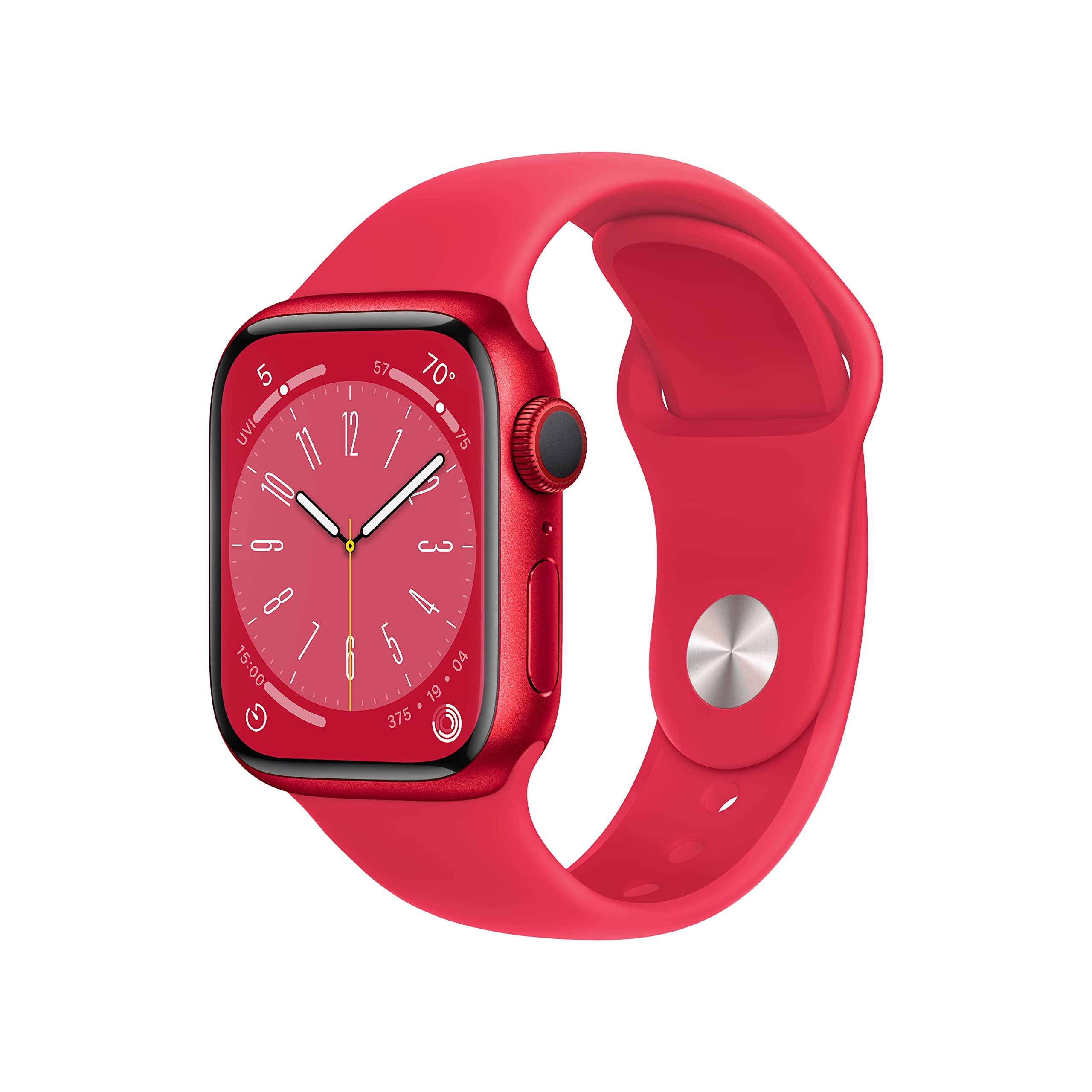 Apple Watch Series 8 [GPS + Cellular 41mm] Smart watch w/ (PRODUCT)RED Aluminum Case w/ (PRODUCT)RED Sport Band M/L. Fitness Tracker, Blood Oxygen & ECG Apps, Always On Retina Display, Water Resistant