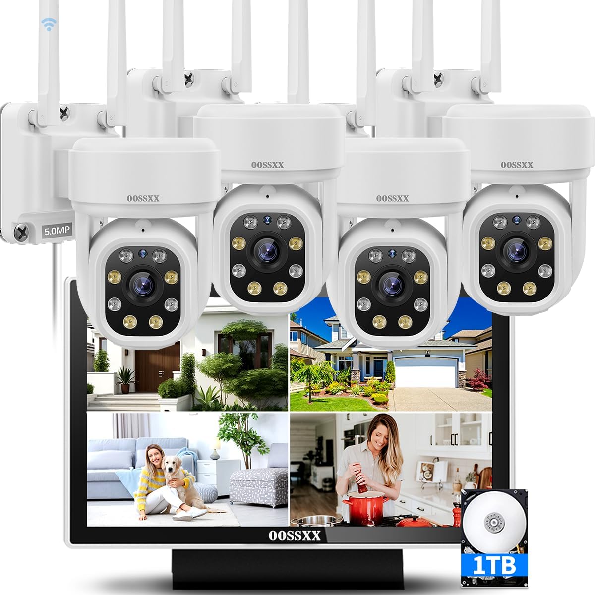 (Auto Tracking & 2 Way Audio) Wifi Ptz Outdoor Security Camera System Pan 5Mp Wireless Cameras System 10 Channel Nvr Video Surveillance Dvr Set