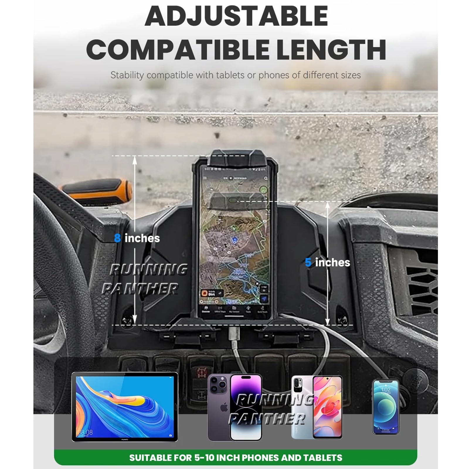 Running Panther Electronic Device Mounts For Teryx Krx 1000 Tablet Holder, Utv Phone Gps Ipad Mount With Storage Box Organizer T