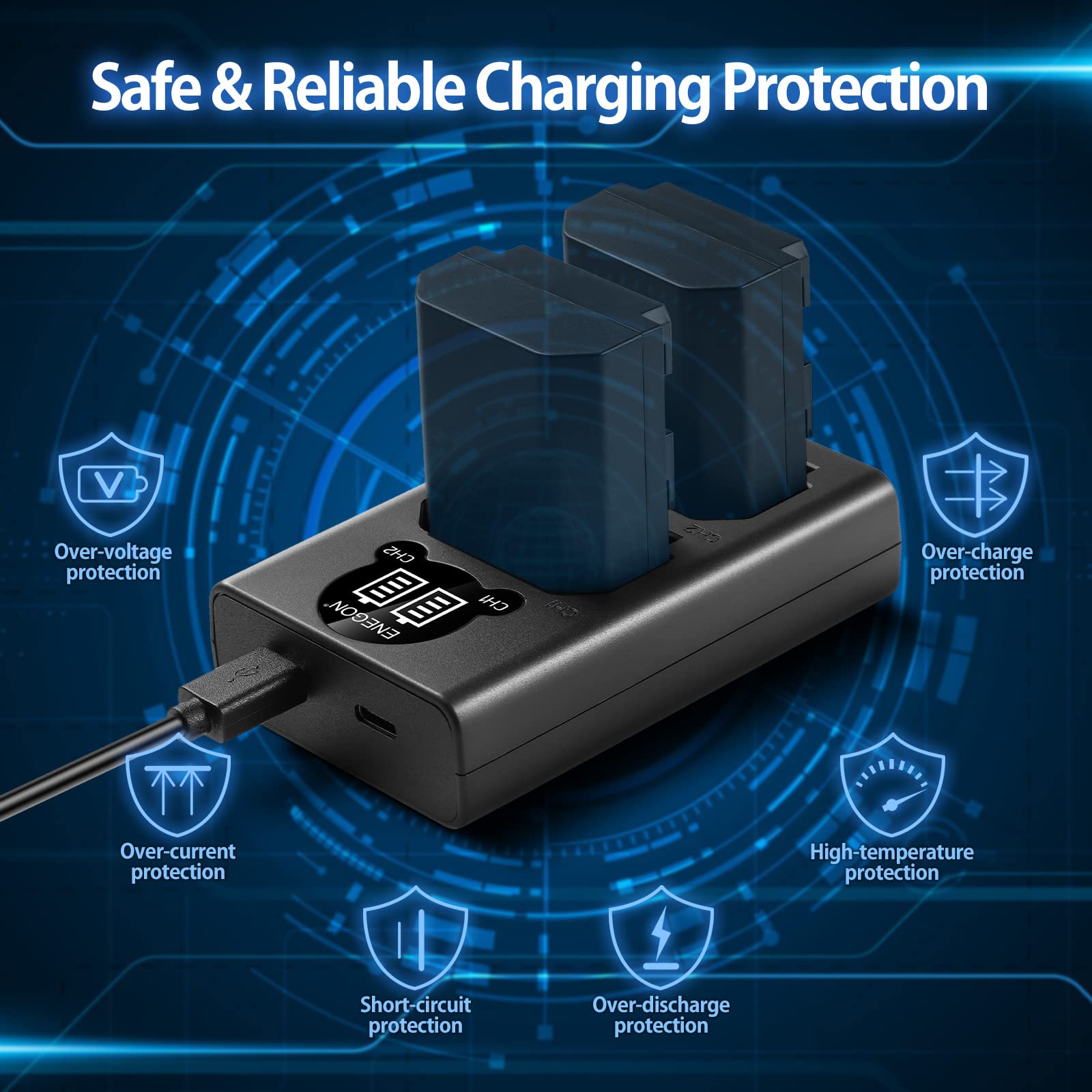 Enegon Np Fz100 Led Usb Charger For Sony Np Fz100 Battery, Fully Compatible With Sony Alpha 9/Alpha 9R/Alpha 9S, Sony A9/A9R Son