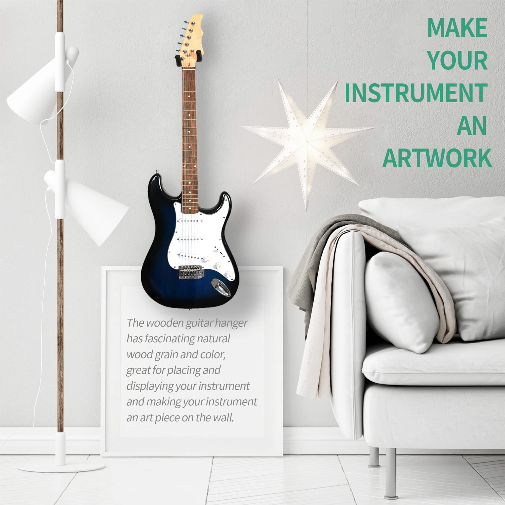 Wogod Guitar Wall Mount Guitar Hanger Wall Holder   Guitar Wall Hangers Wall Hook Stand For Acoustic Electric Guitars Bass Ukule