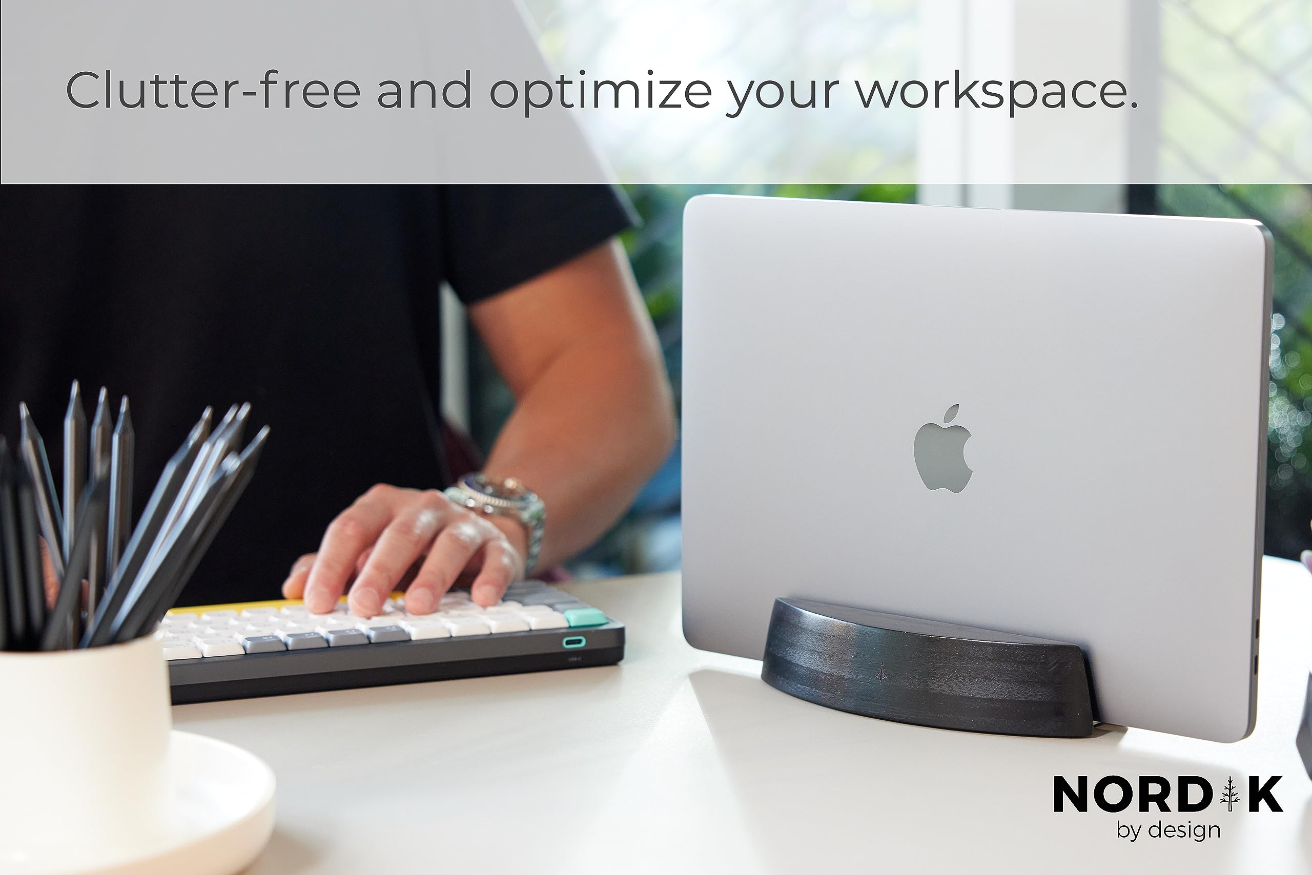 Nordik Vertical Laptop Stand   Black   Premium Laptop Dock And Holder For Home Office, Software Engineers   Space Saving Desk Do