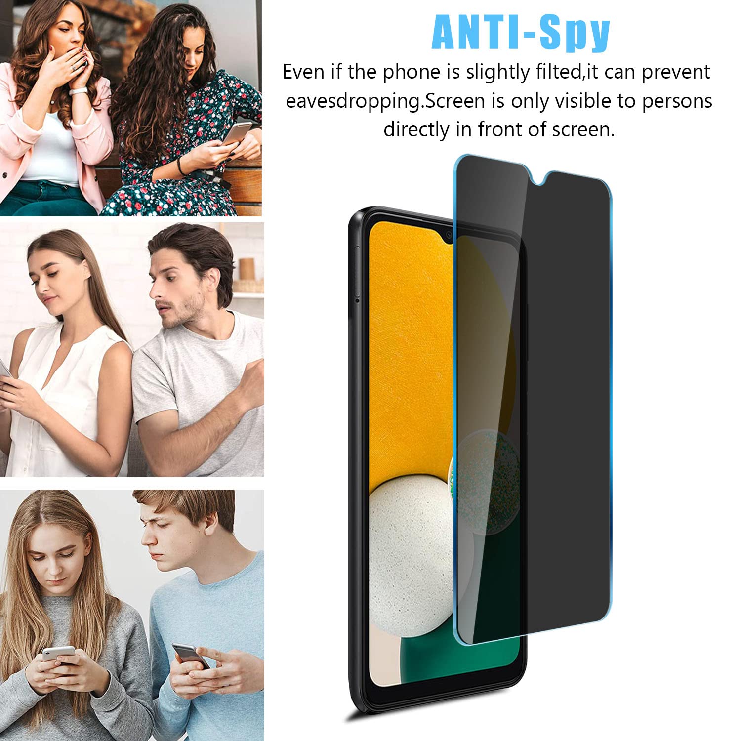 Anbzsign [2 Pack Samsung Galaxy A03 / A03S / A03 Core Privacy Screen Protector, Anti Spy 9H Hardness Tempered Glass