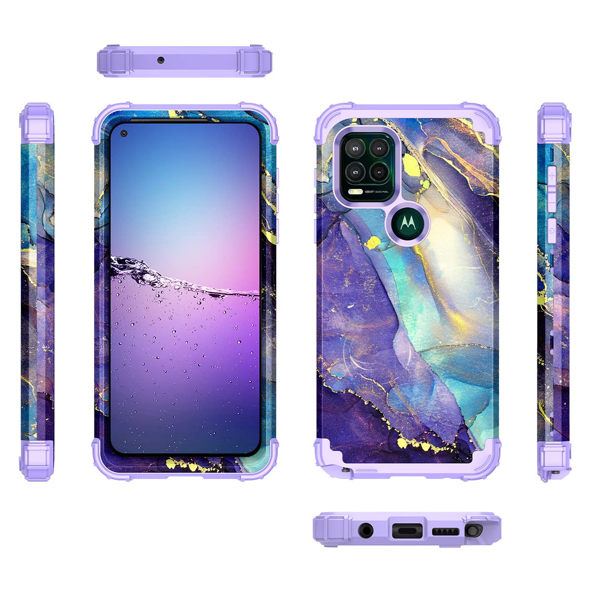 Rancase For Moto G Stylus 2021 5G Case,Three Layer Heavy Duty Shockproof Protection Hard Plastic Bumper +Soft Silicone Rubber Pr