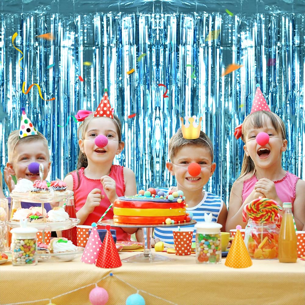 Beishida 2 Pcs Light Blue Door Streamers Tinsel Curtain Party Backdrop Fringe Foil Wall Background For Birthday Halloween Christ