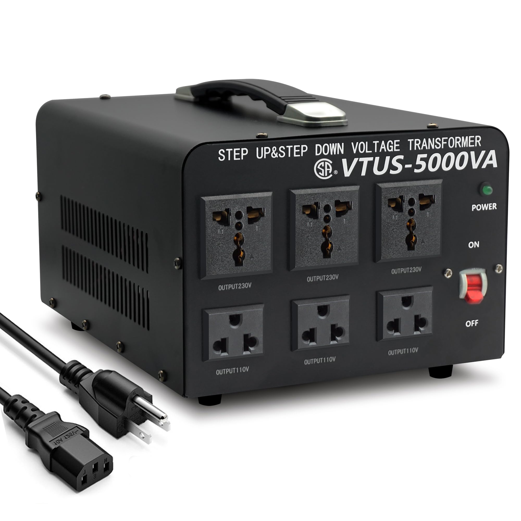 Cantonape 5000 Watt Voltage Converter Transformer   Heavy Duty Step Up/Down Convert From 110 120 Volt To 220 240 Volt And From 2